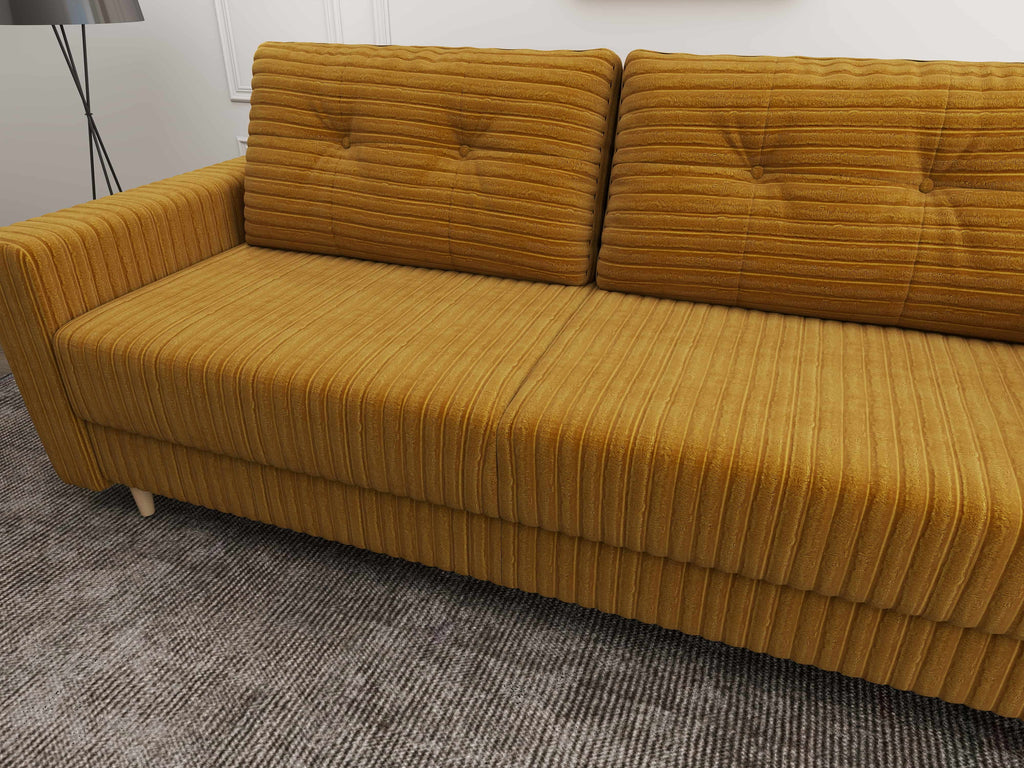 Canapea extensibilă dumonde cu ladă de depozitare si sezut confortabil din spuma high-density, Summer Ambience Mustar 225x100 cm