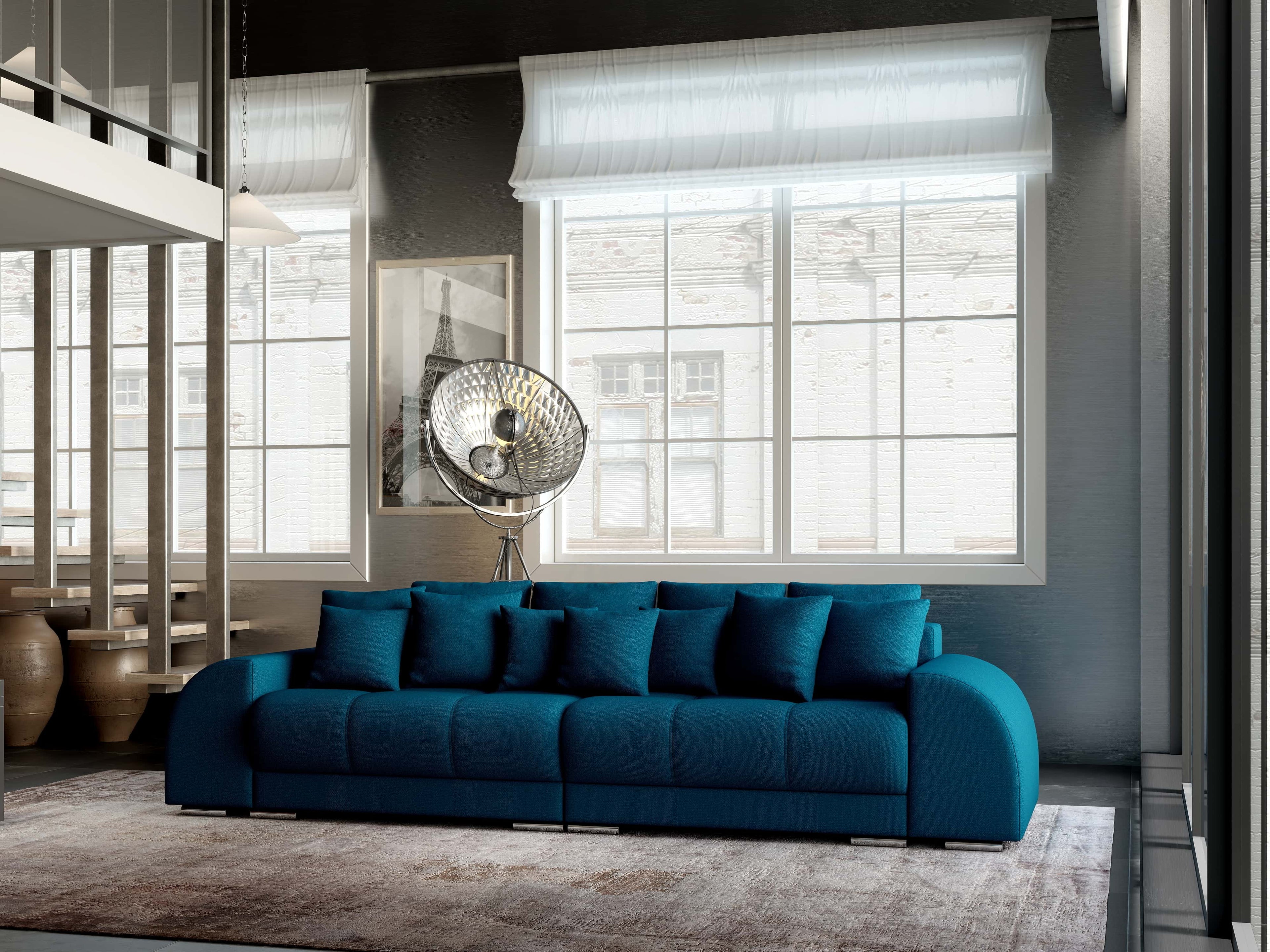 Canapea extensibilă dumonde cu 2 lăzi de depozitare si sezut confortabil din spuma high-density, Verona Enjoy Petrol 310x100 cm