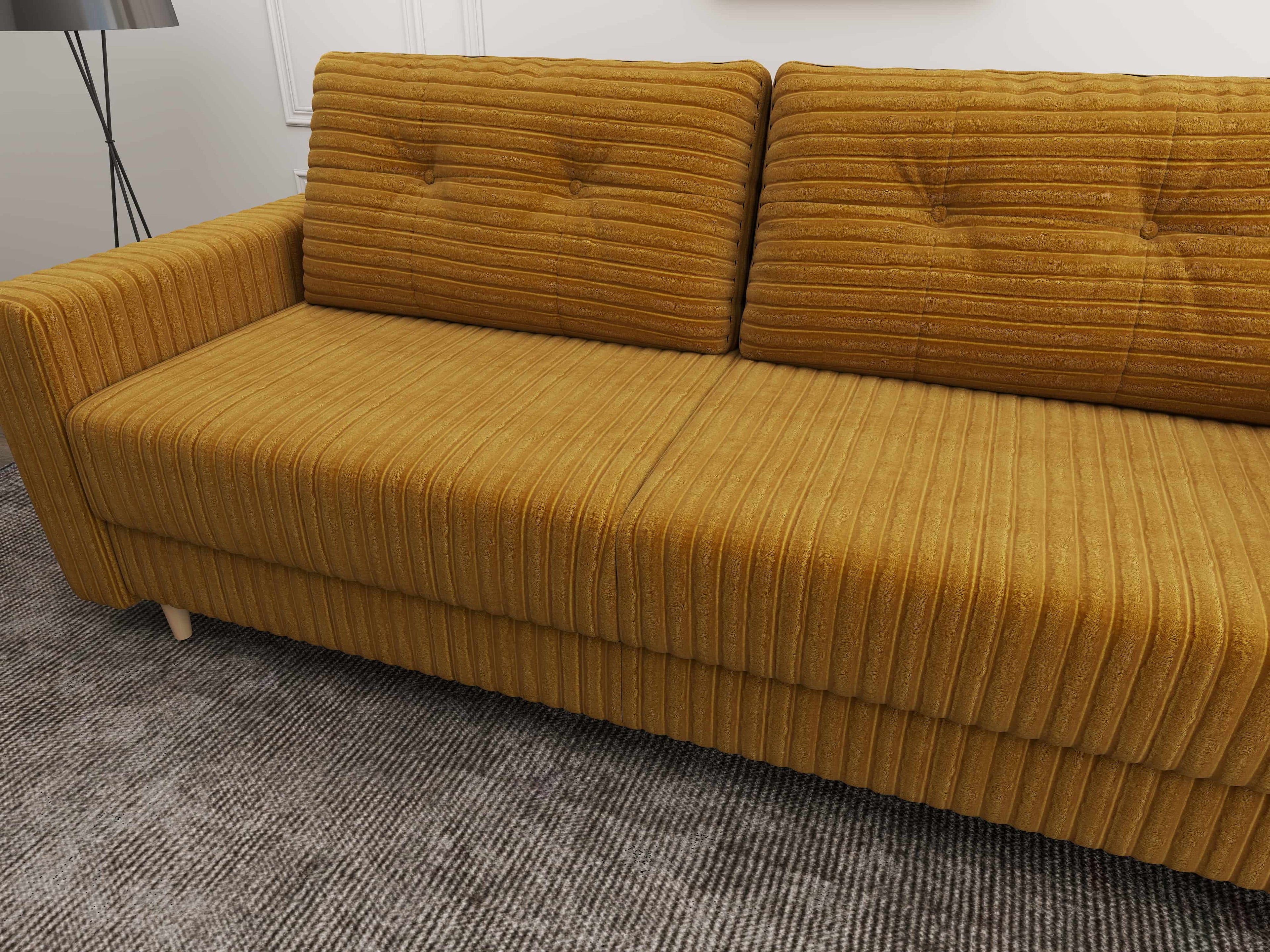 Canapea extensibilă dumonde cu ladă de depozitare si sezut confortabil din spuma high-density, Summer Ambience Mustar 225x100 cm