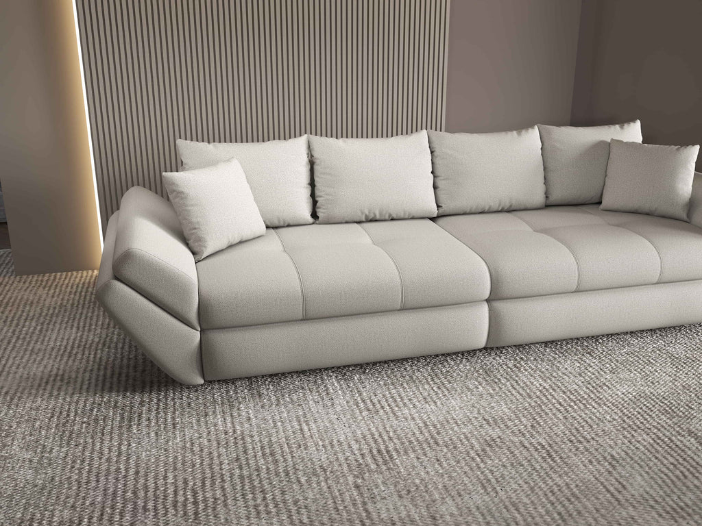 Canapea extensibilă dumonde cu ladă de depozitare si sezut confortabil din spuma high-density, Loana Enjoy Bej 300x100 cm