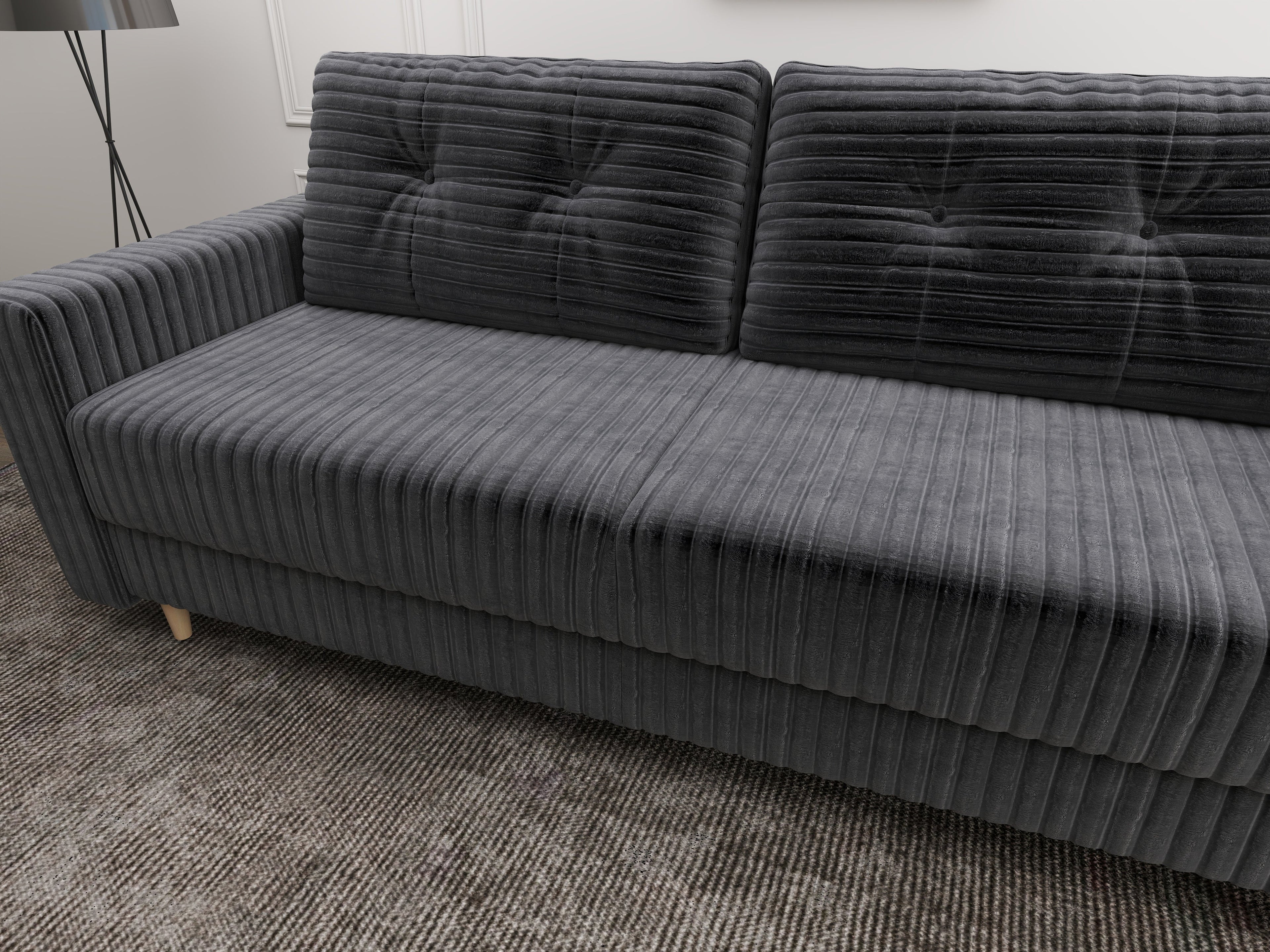 Canapea extensibilă dumonde cu ladă de depozitare si sezut confortabil din spuma high-density, Summer Ambience Gri 225x100 cm