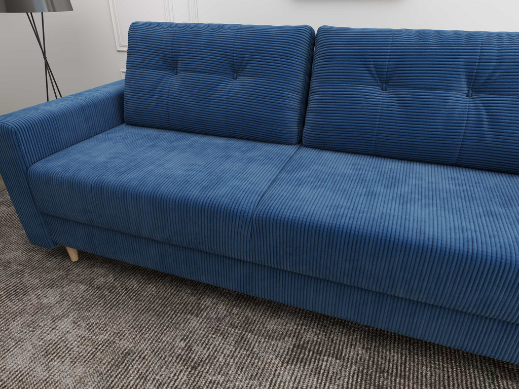 Canapea extensibilă dumonde cu ladă de depozitare si sezut confortabil din spuma high-density, Summer Zoom Albastru 225x100 cm