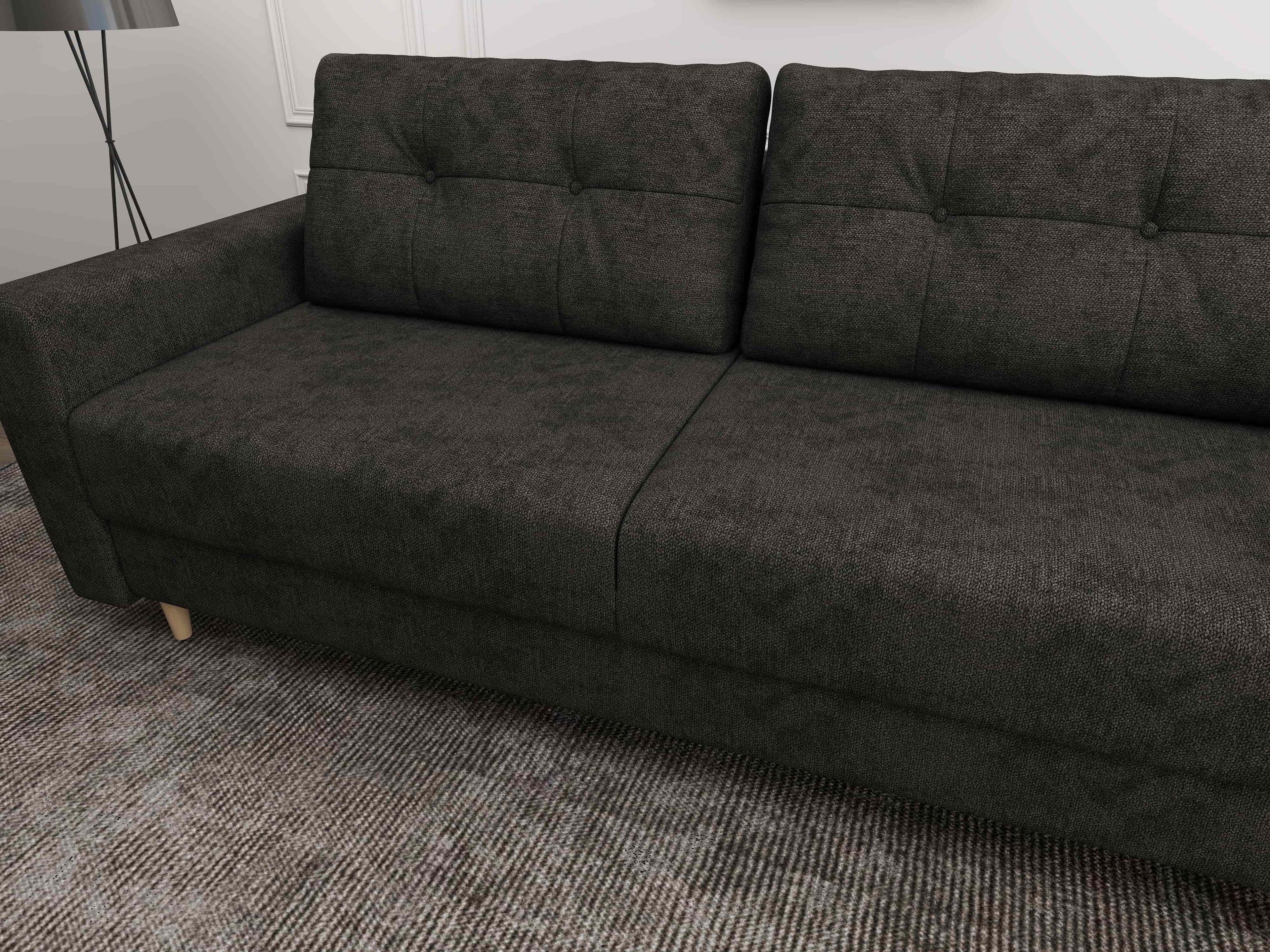 Canapea extensibilă dumonde cu ladă de depozitare si sezut confortabil din spuma high-density, Summer Enjoy Negru 225x100 cm