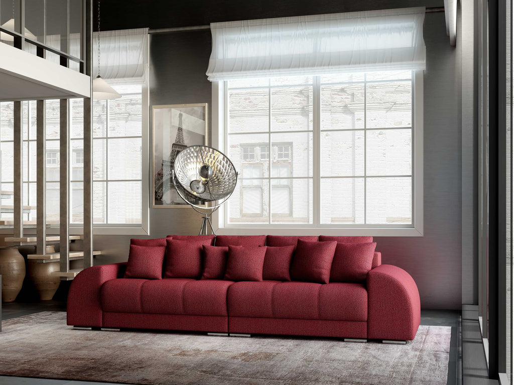 Canapea extensibilă dumonde cu 2 lăzi de depozitare si sezut confortabil din spuma high-density, Verona Enjoy Red 310x100 cm