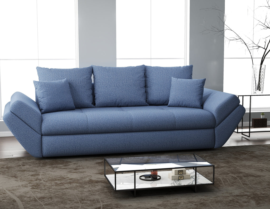 Canapea extensibilă dumonde cu ladă de depozitare si sezut confortabil din spuma high-density, Loana Enjoy Blue 250x100 cm