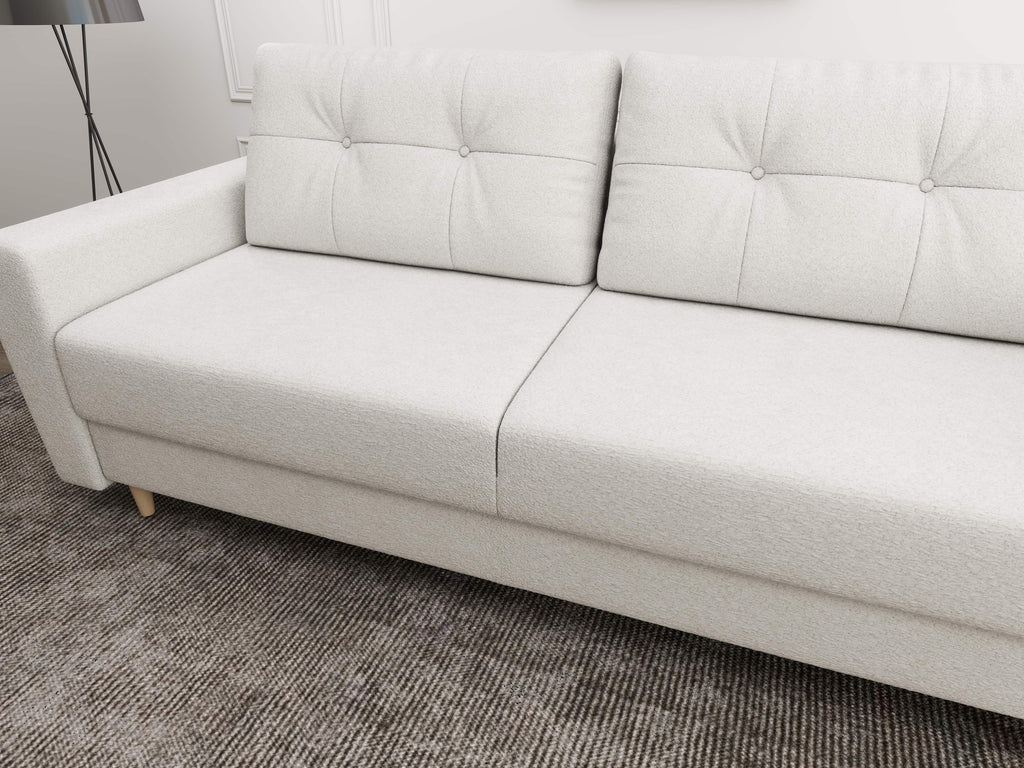 Canapea extensibilă dumonde cu ladă de depozitare si sezut confortabil din spuma high-density, Summer Euphoria Ivory 225x100 cm