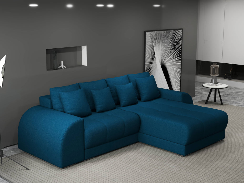 Colțar extensibil dumonde cu ladă de depozitare si sezut confortabil din spuma high-density, Verona Enjoy Petrol II 290x185 cm