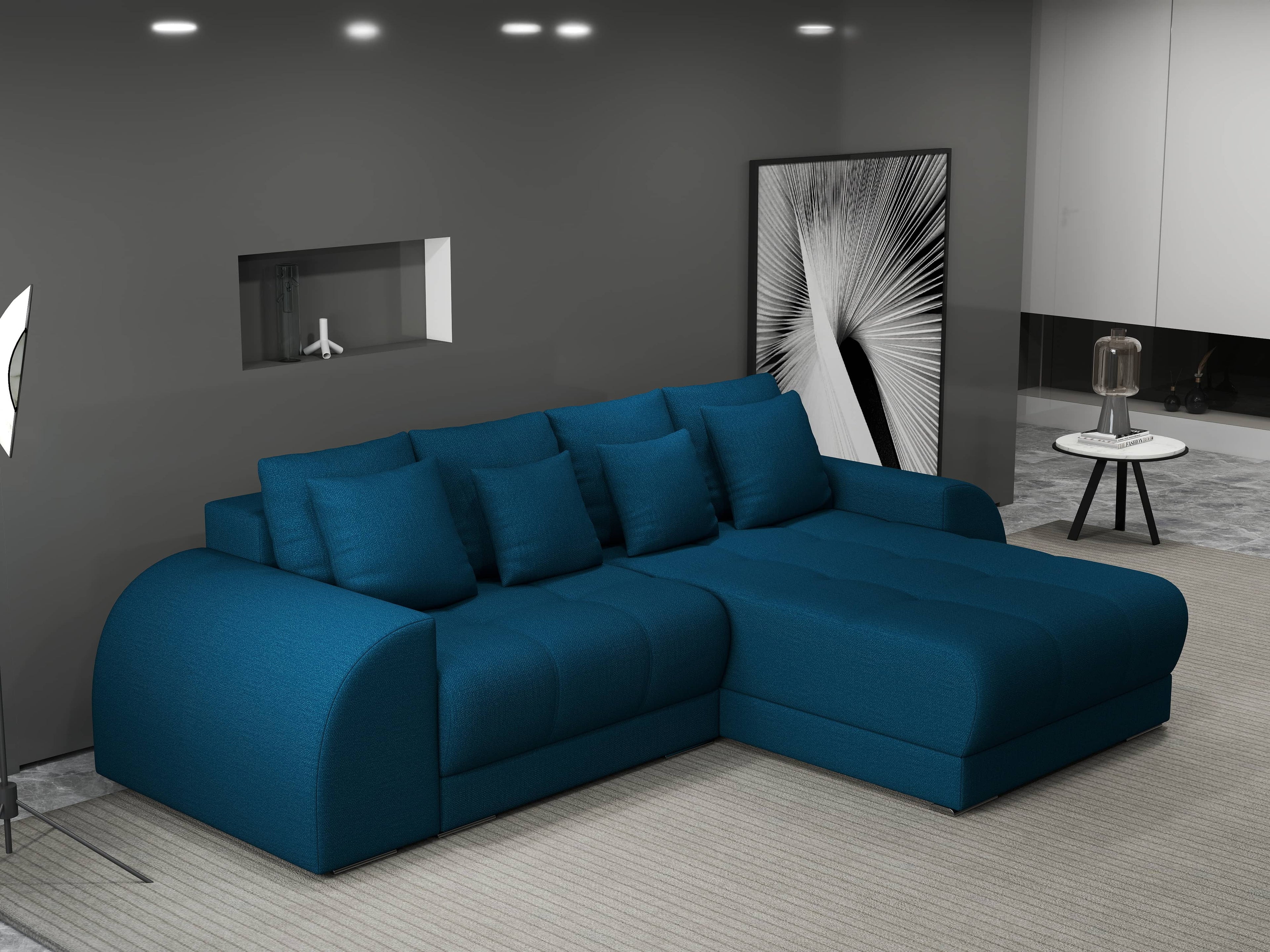 Colțar extensibil dumonde cu ladă de depozitare si sezut confortabil din spuma high-density, Verona Enjoy Petrol II 290x185 cm