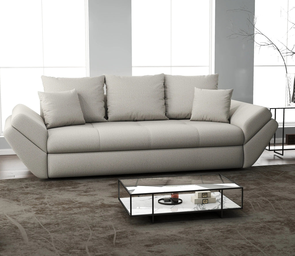 Canapea extensibilă dumonde cu ladă de depozitare si sezut confortabil din spuma high-density, Loana Enjoy Bej 250x100 cm