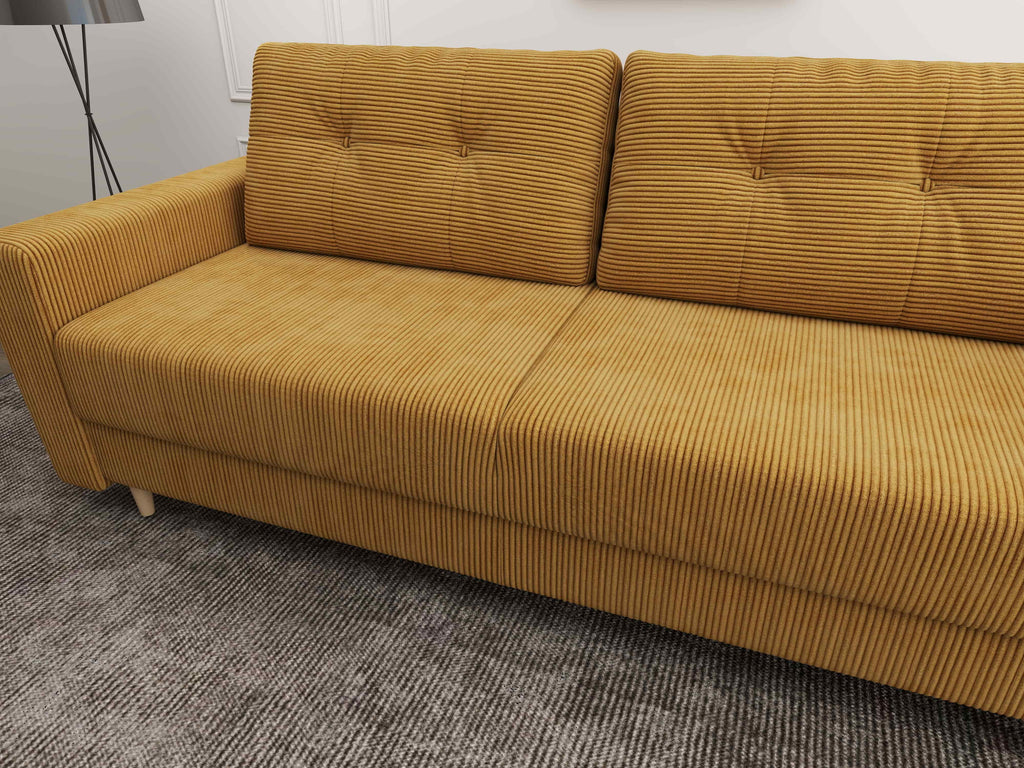 Canapea extensibilă dumonde cu ladă de depozitare si sezut confortabil din spuma high-density, Summer Zoom Mustar 225x100 cm