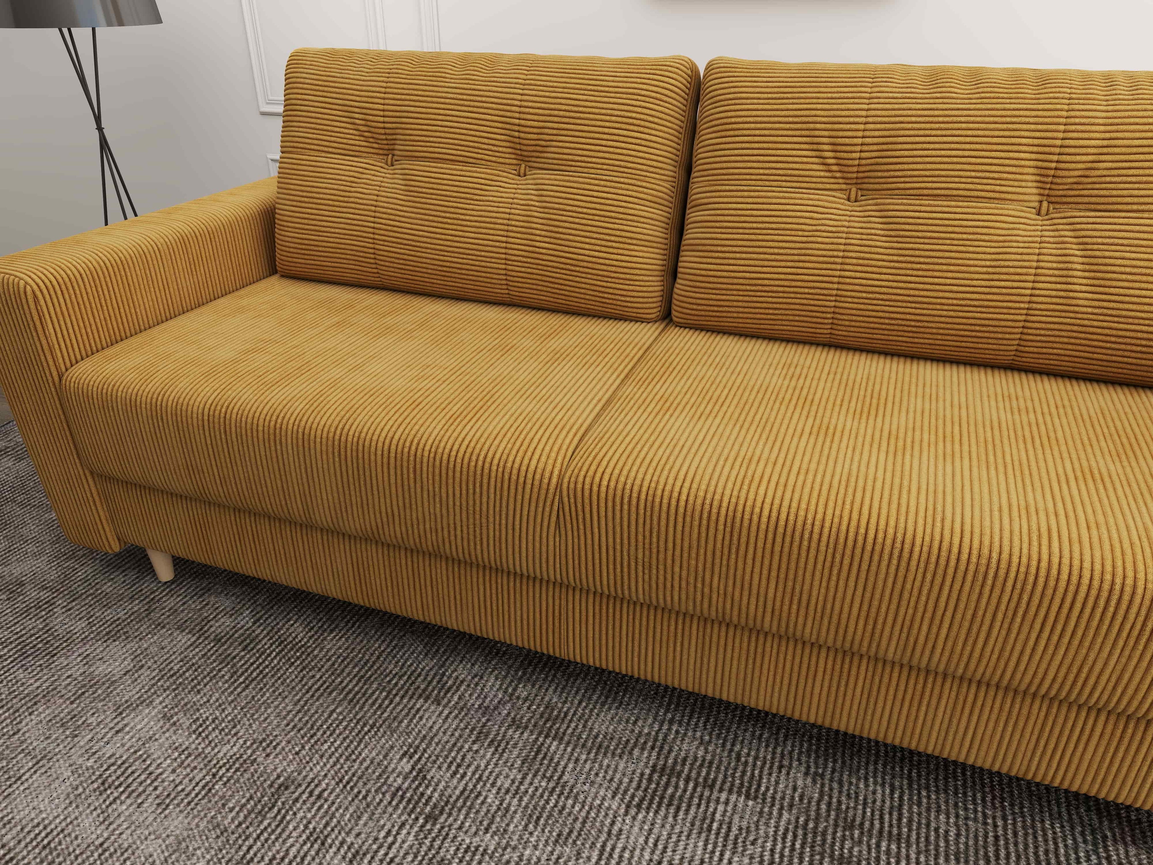 Canapea extensibilă dumonde cu ladă de depozitare si sezut confortabil din spuma high-density, Summer Zoom Mustar 225x100 cm