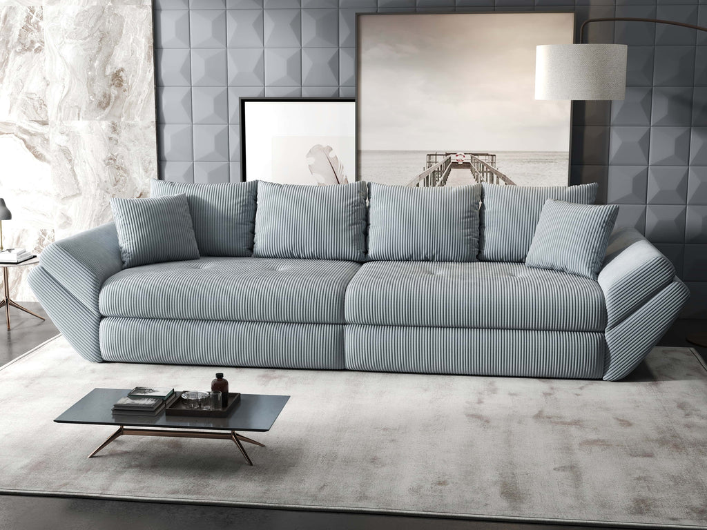 Canapea extensibilă dumonde cu ladă de depozitare si sezut confortabil din spuma high-density, Loana Zoom Gri 300x100 cm