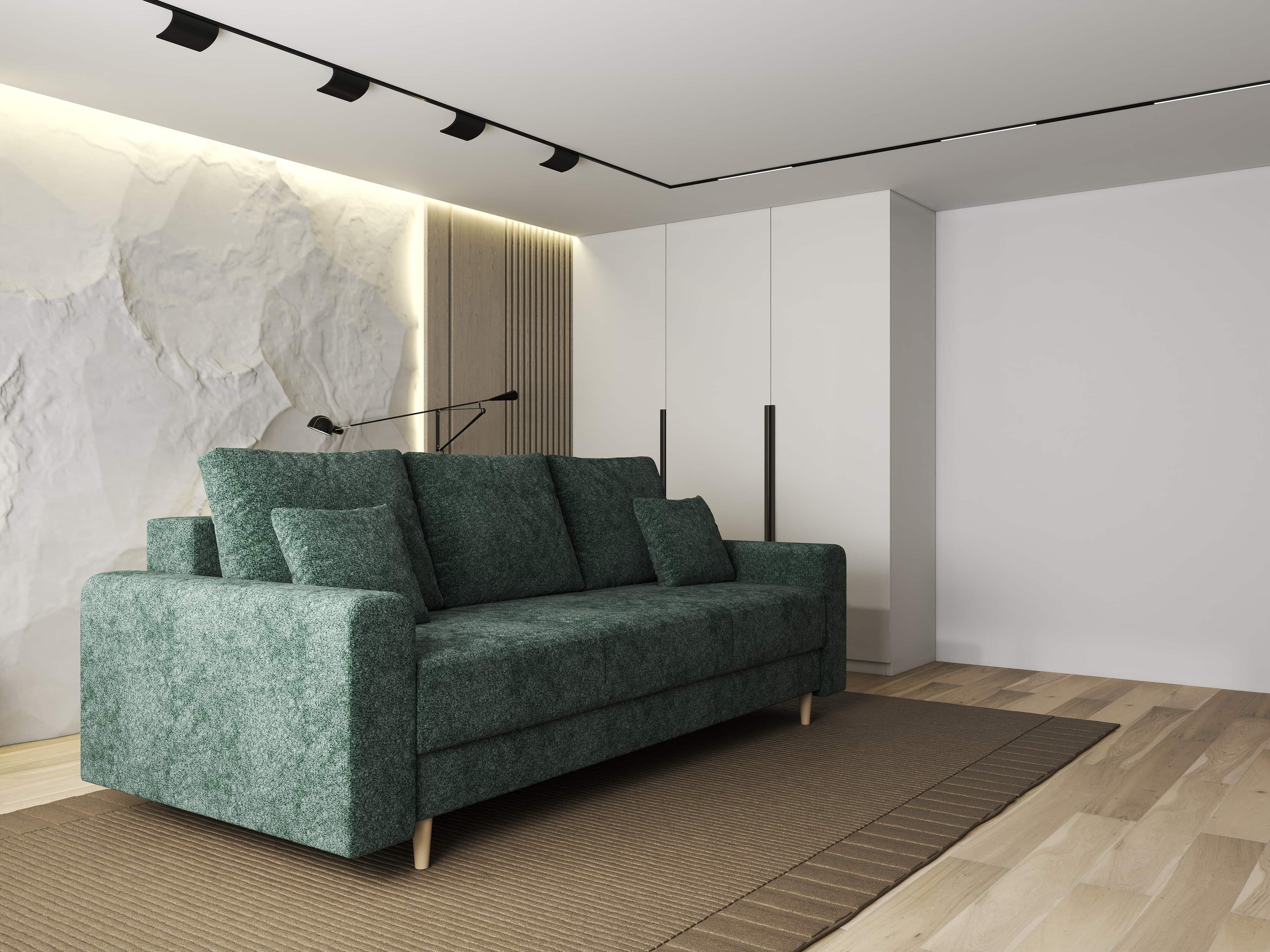 Canapea extensibilă dumonde cu ladă de depozitare si sezut confortabil din spuma high-density, Kronos Euphoria Verde 210x100 cm