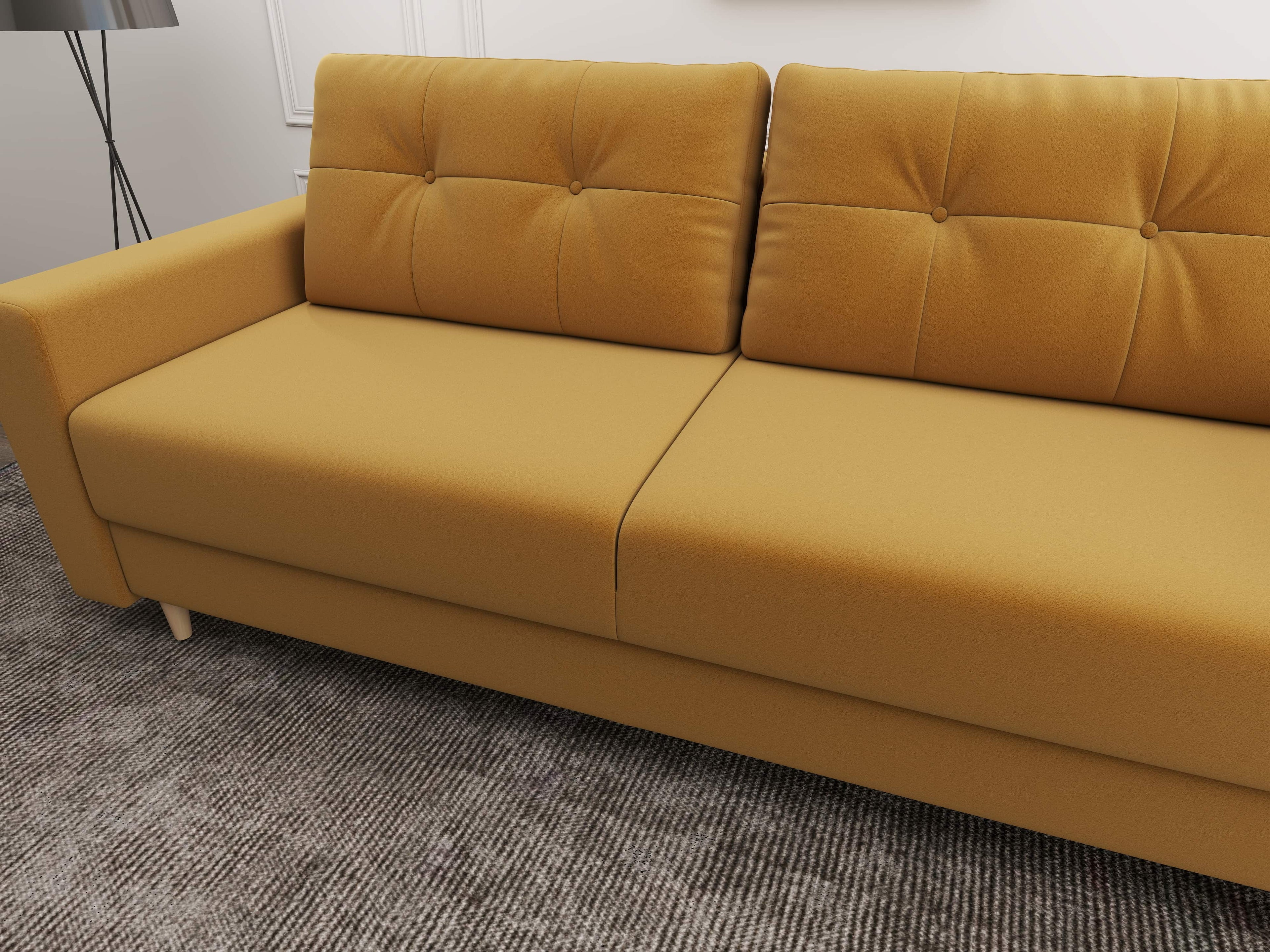 Canapea extensibilă dumonde cu ladă de depozitare si sezut confortabil din spuma high-density, Summer Royal Mustar 225x100 cm