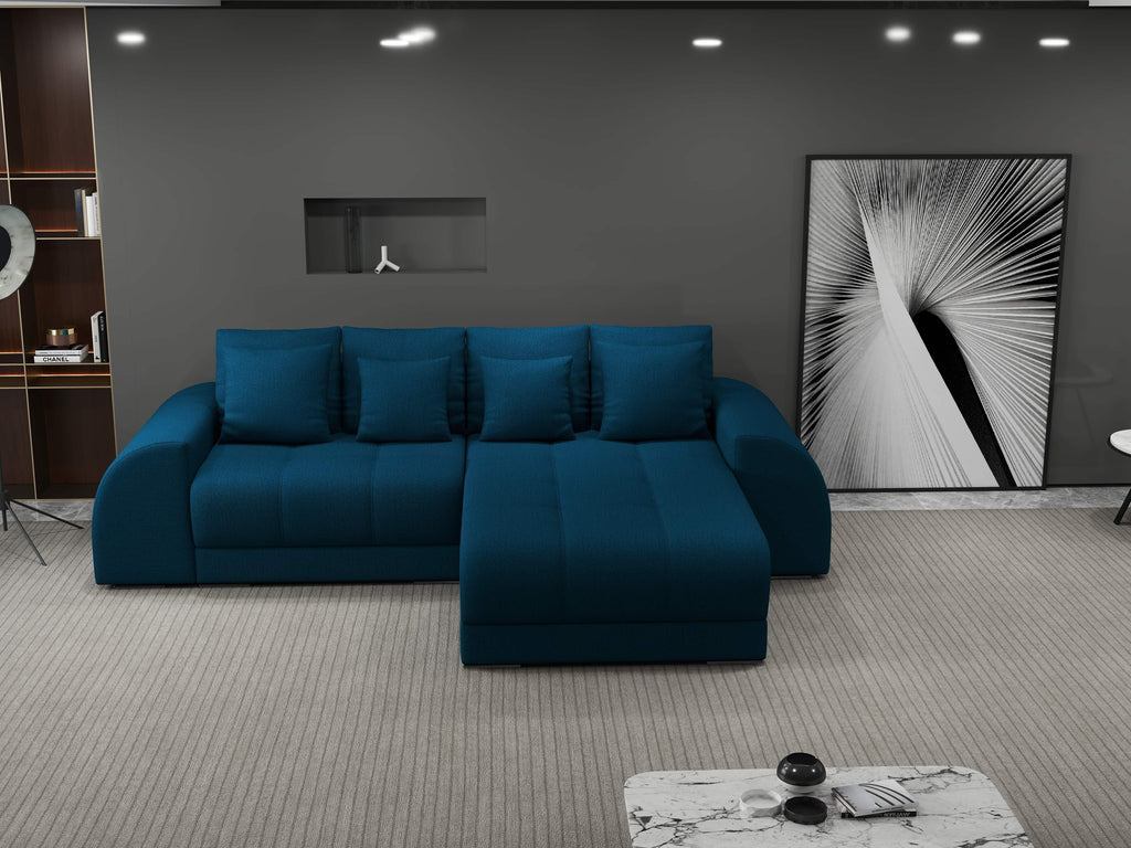 Colțar extensibil dumonde cu ladă de depozitare si sezut confortabil din spuma high-density, Verona Enjoy Petrol II 290x185 cm
