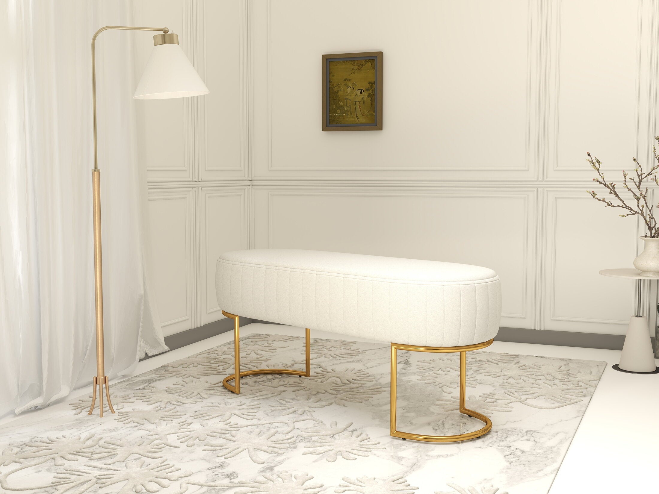 Fotoliu dumonde tapitat Bej modern Aurelio 100x43cm