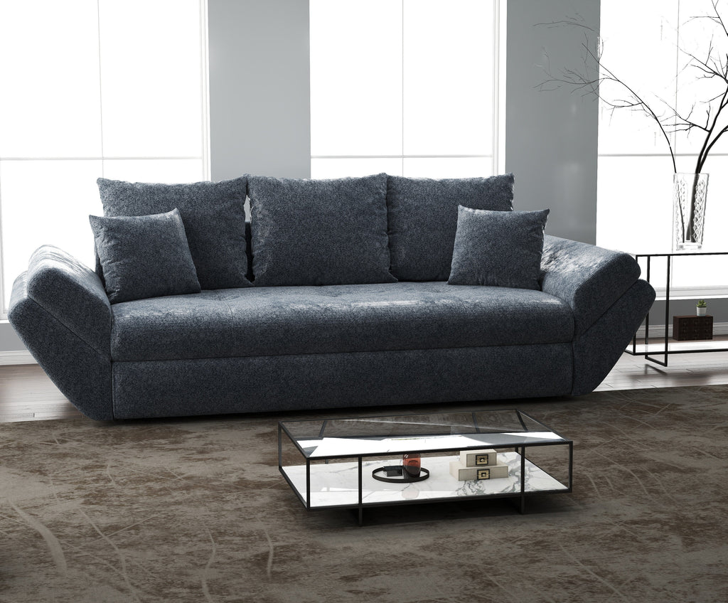 Canapea extensibilă dumonde cu ladă de depozitare si sezut confortabil din spuma high-density, Loana Euphoria Grafit 250x100 cm