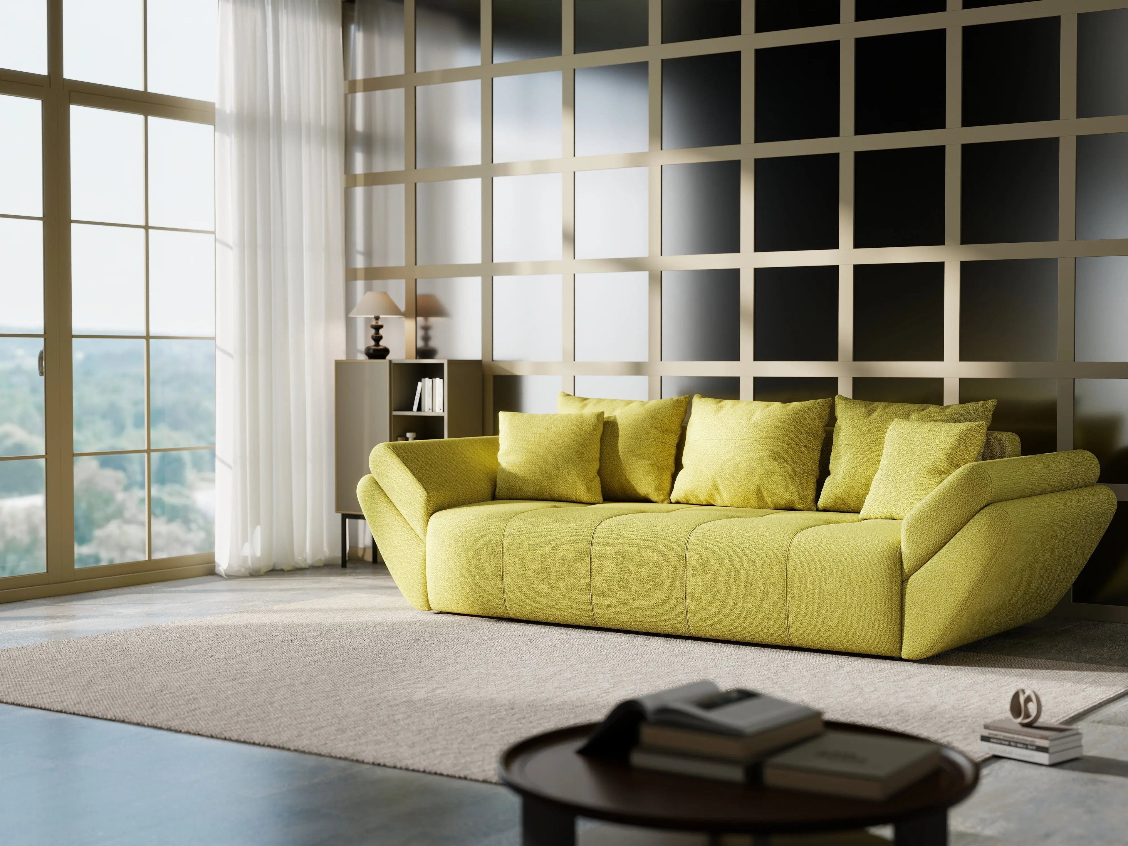 Canapea extensibilă dumonde cu ladă de depozitare si sezut confortabil din spuma high-density, Berlin Enjoy Green 250x100 cm