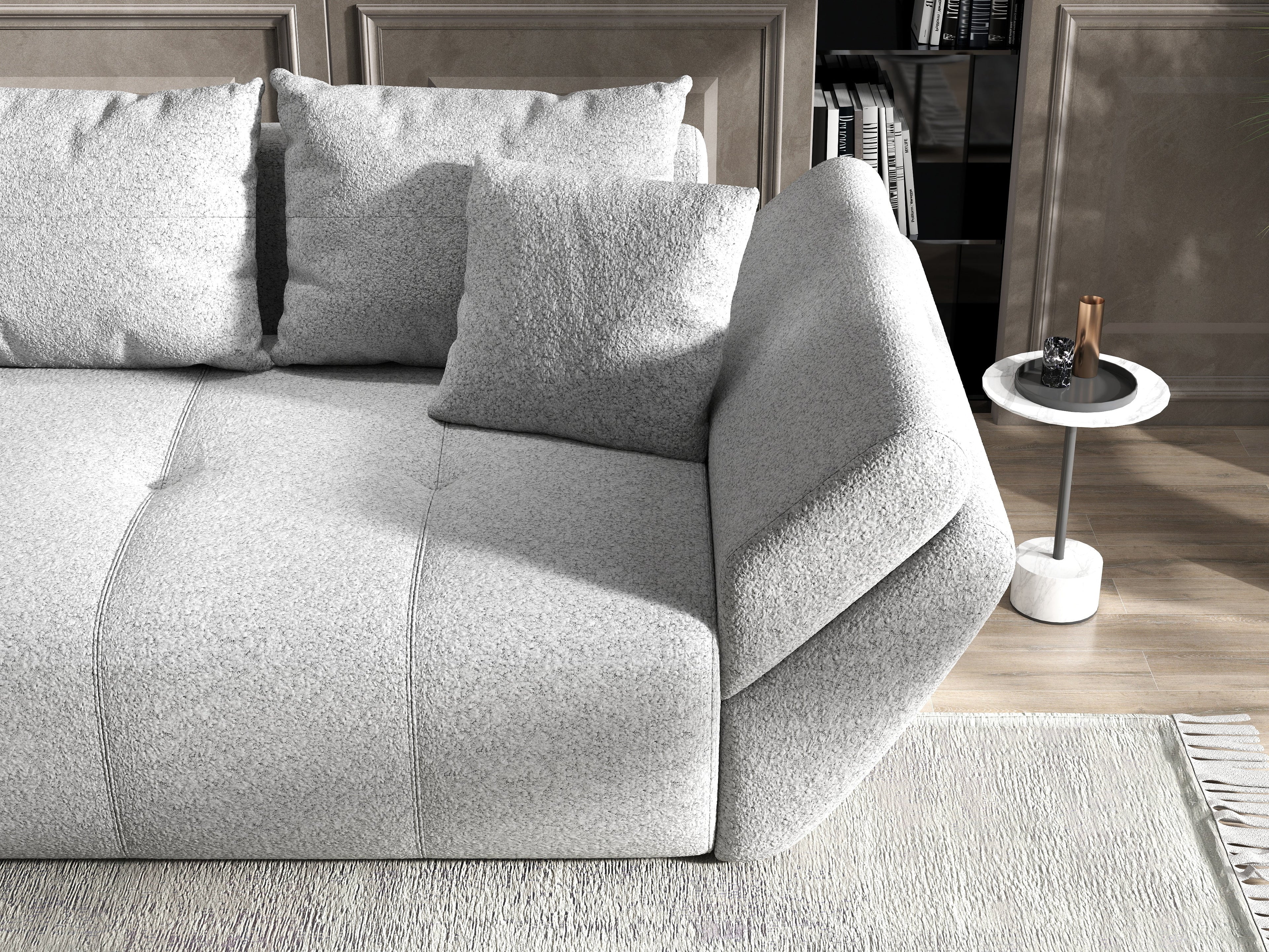 Canapea extensibilă dumonde cu ladă de depozitare si sezut confortabil din spuma high-density, Berlin Euphoria Dove 250x100 cm
