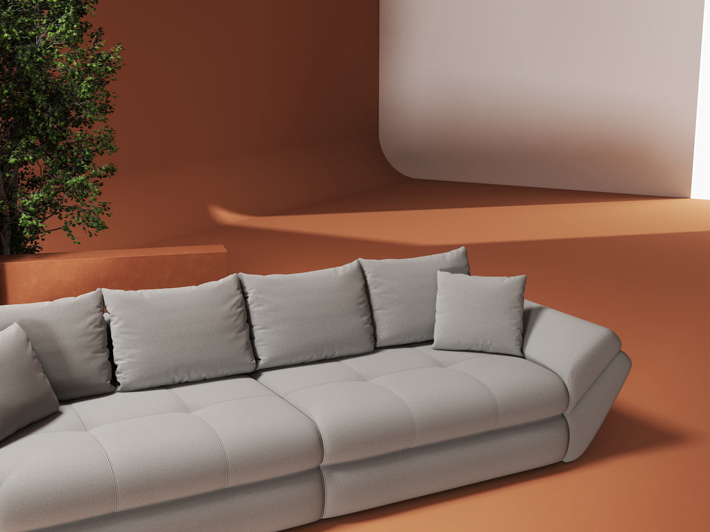 Canapea extensibilă dumonde cu ladă de depozitare si sezut confortabil din spuma high-density, Loana Royal Gri 300x100 cm