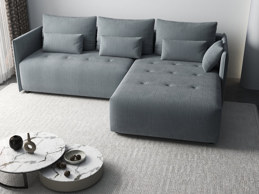 Colțar extensibil dumonde cu ladă de depozitare si sezut confortabil din spuma high-density, Malta Zoom Grey II 235x185 cm