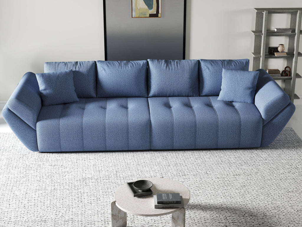 Canapea extensibilă dumonde cu ladă de depozitare si sezut confortabil din spuma high-density, Berlin Enjoy Blue 300x100 cm