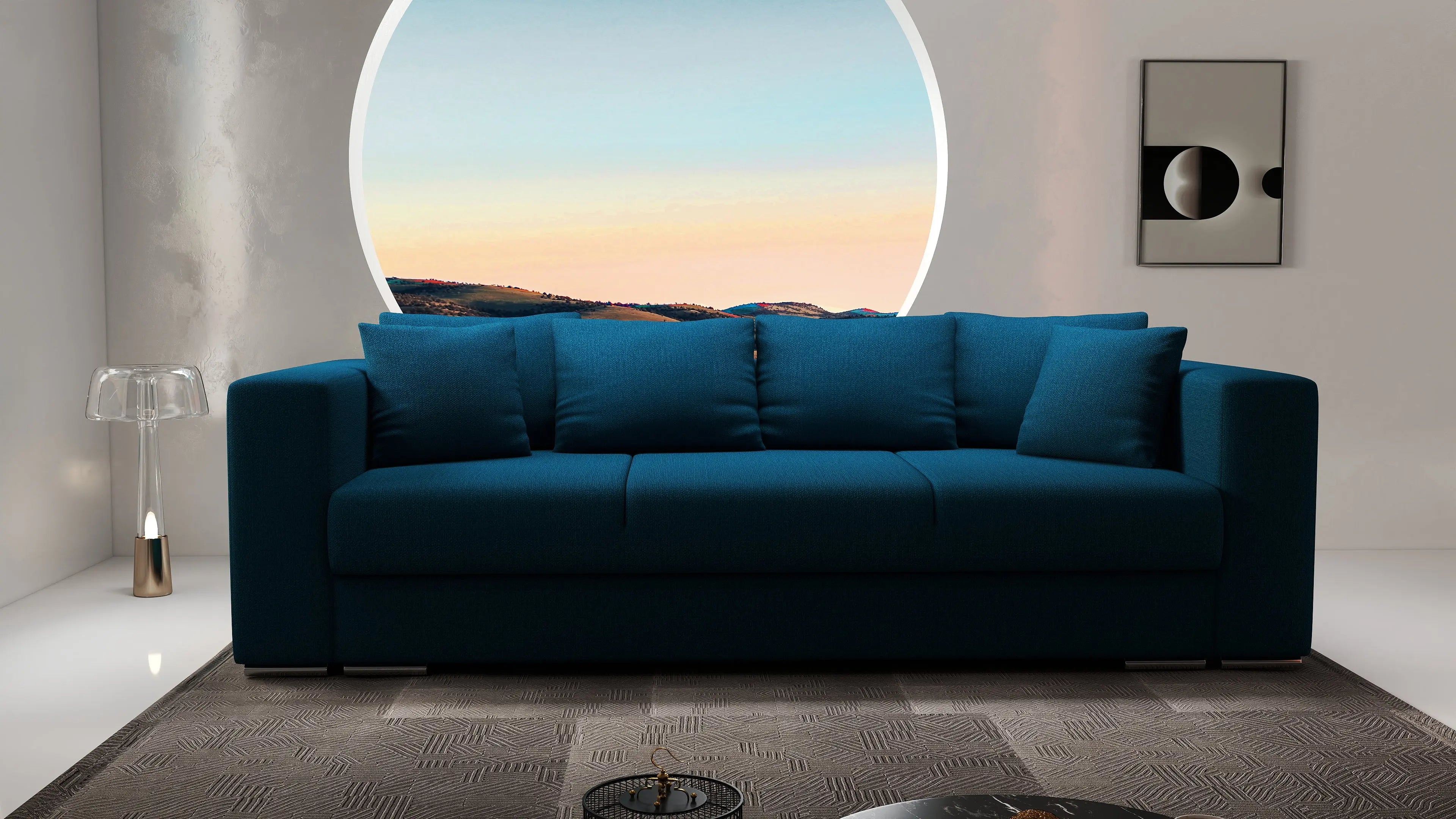 Canapea extensibilă dumonde cu ladă de depozitare si sezut confortabil din spuma high-density, Gloria Enjoy Petrol 240x100 cm