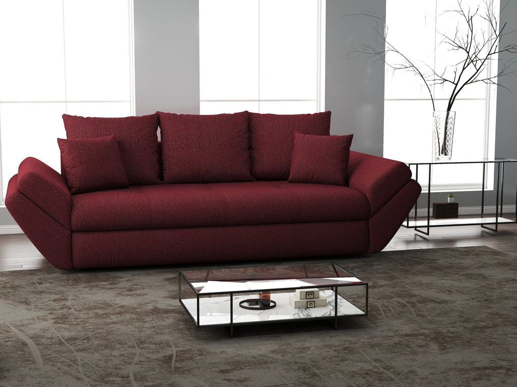 Canapea extensibilă dumonde cu ladă de depozitare si sezut confortabil din spuma high-density, Loana Enjoy Red 250x100 cm