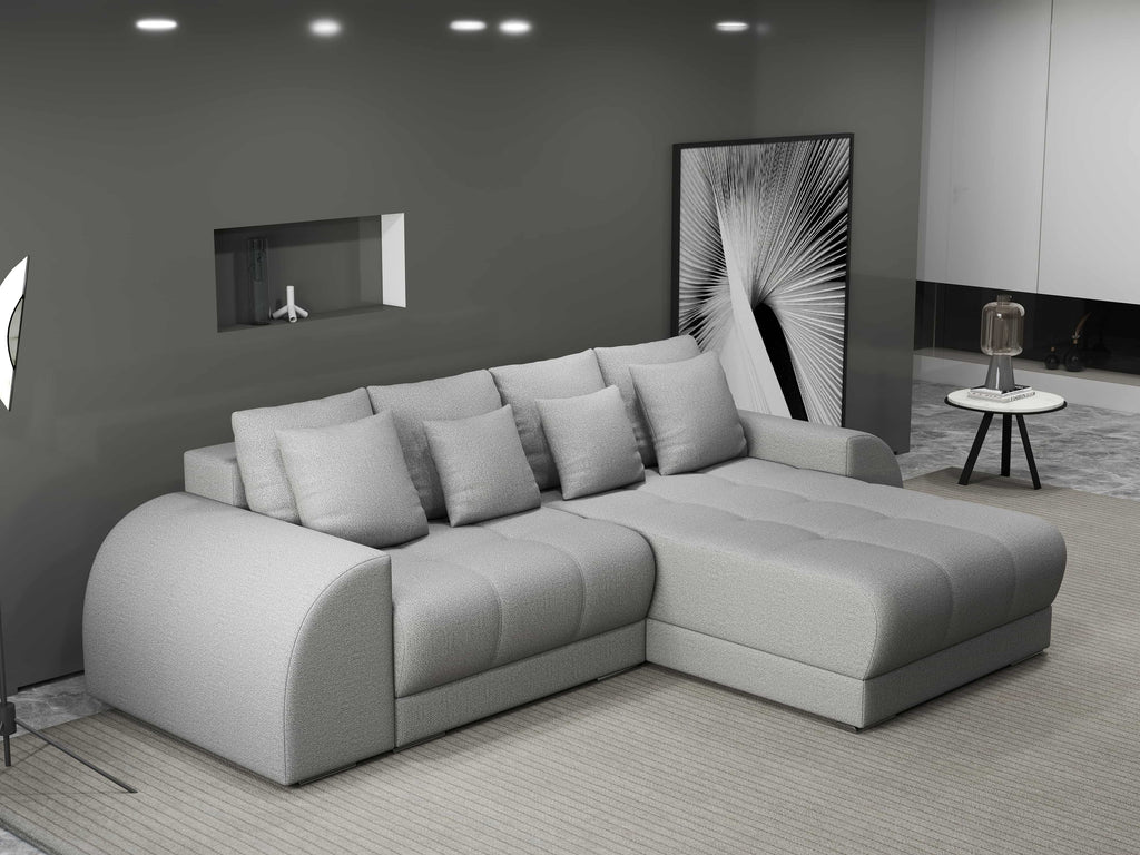 Colțar extensibil dumonde cu ladă de depozitare si sezut confortabil din spuma high-density, Verona Enjoy Gri II 290x185 cm