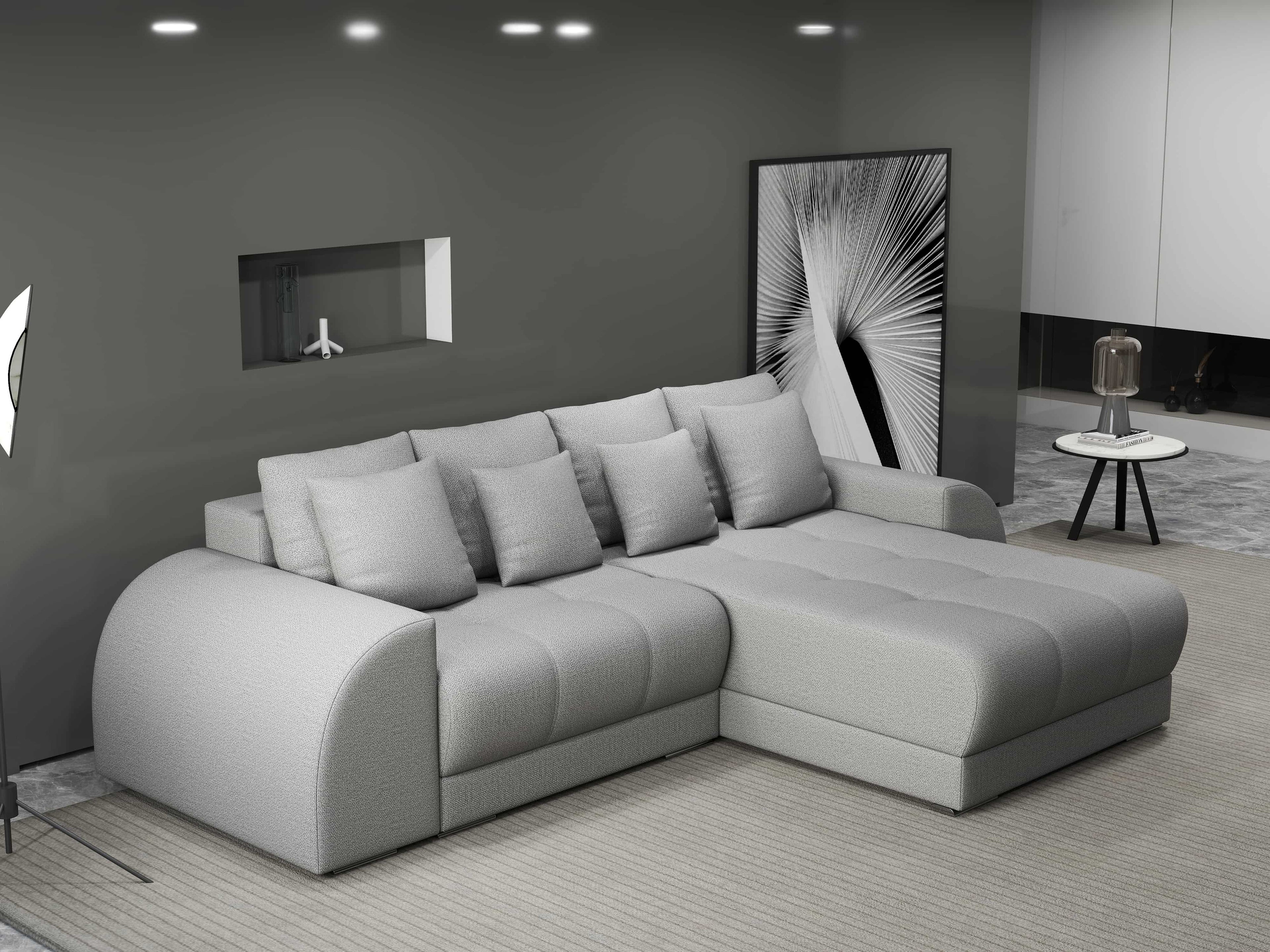 Colțar extensibil dumonde cu ladă de depozitare si sezut confortabil din spuma high-density, Verona Enjoy Gri II 290x185 cm