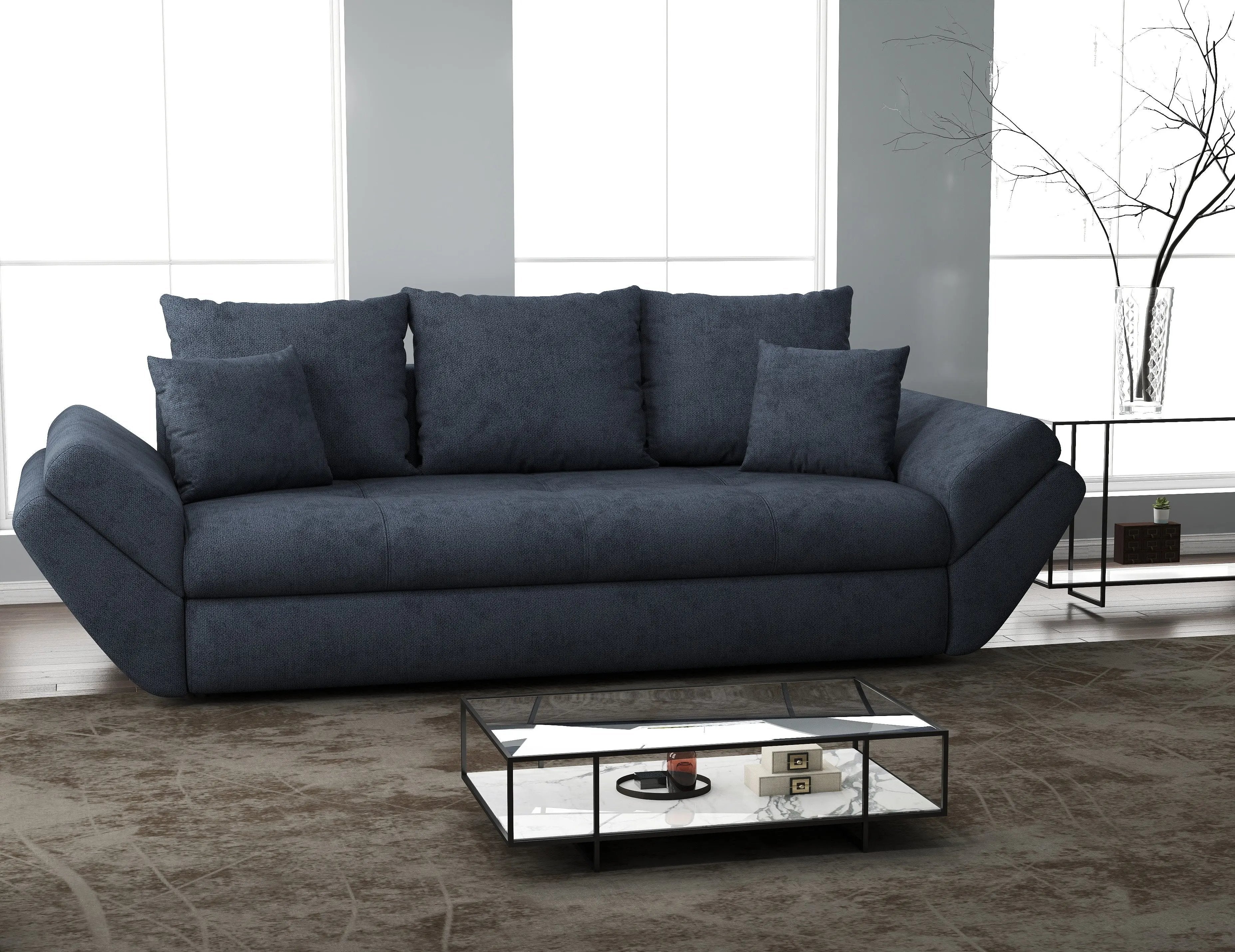 Canapea extensibilă dumonde cu ladă de depozitare si sezut confortabil din spuma high-density, Loana Enjoy Antracit 250x100 cm
