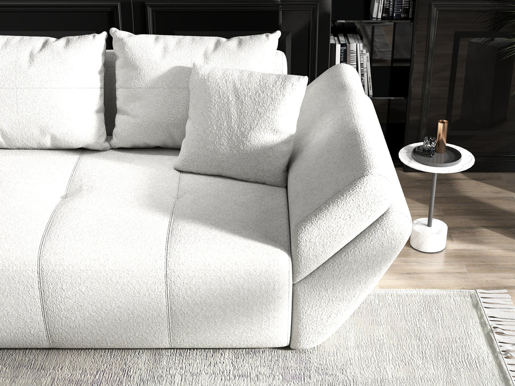 Canapea extensibilă dumonde cu ladă de depozitare si sezut confortabil din spuma high-density, Berlin Euphoria Ivory 250x100 cm