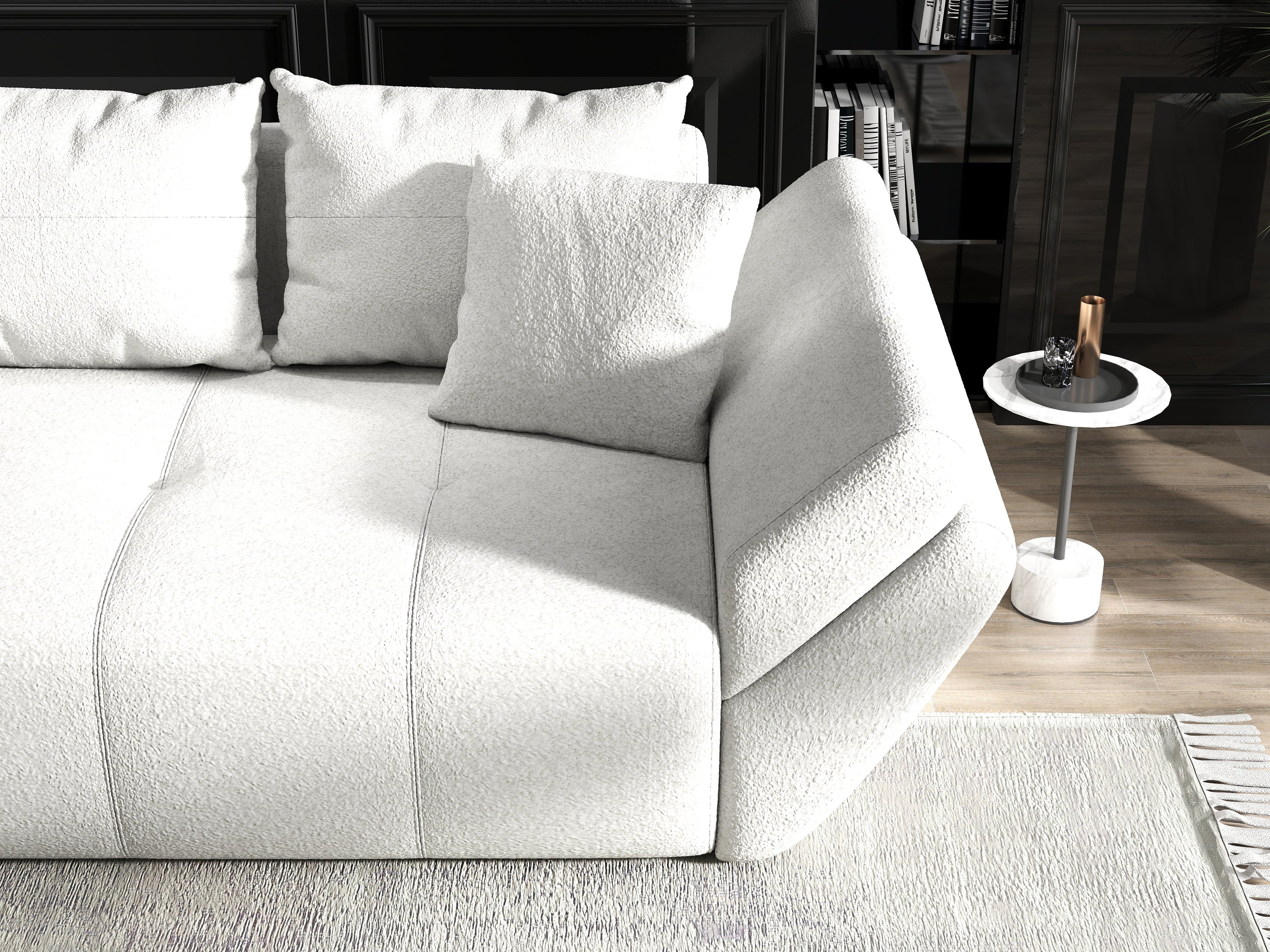 Canapea extensibilă dumonde cu ladă de depozitare si sezut confortabil din spuma high-density, Berlin Euphoria Ivory 250x100 cm