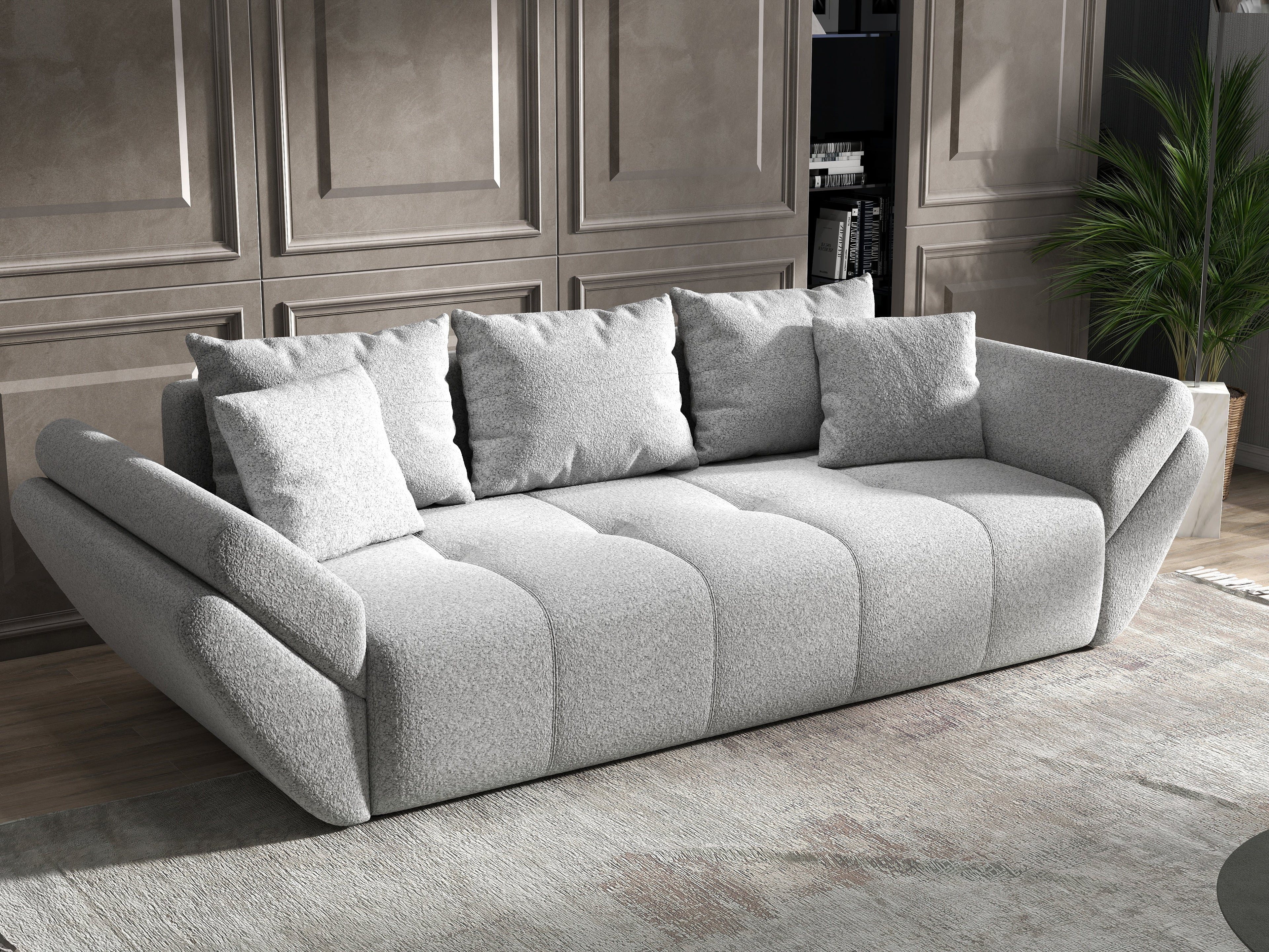 Canapea extensibilă dumonde cu ladă de depozitare si sezut confortabil din spuma high-density, Berlin Euphoria Dove 250x100 cm