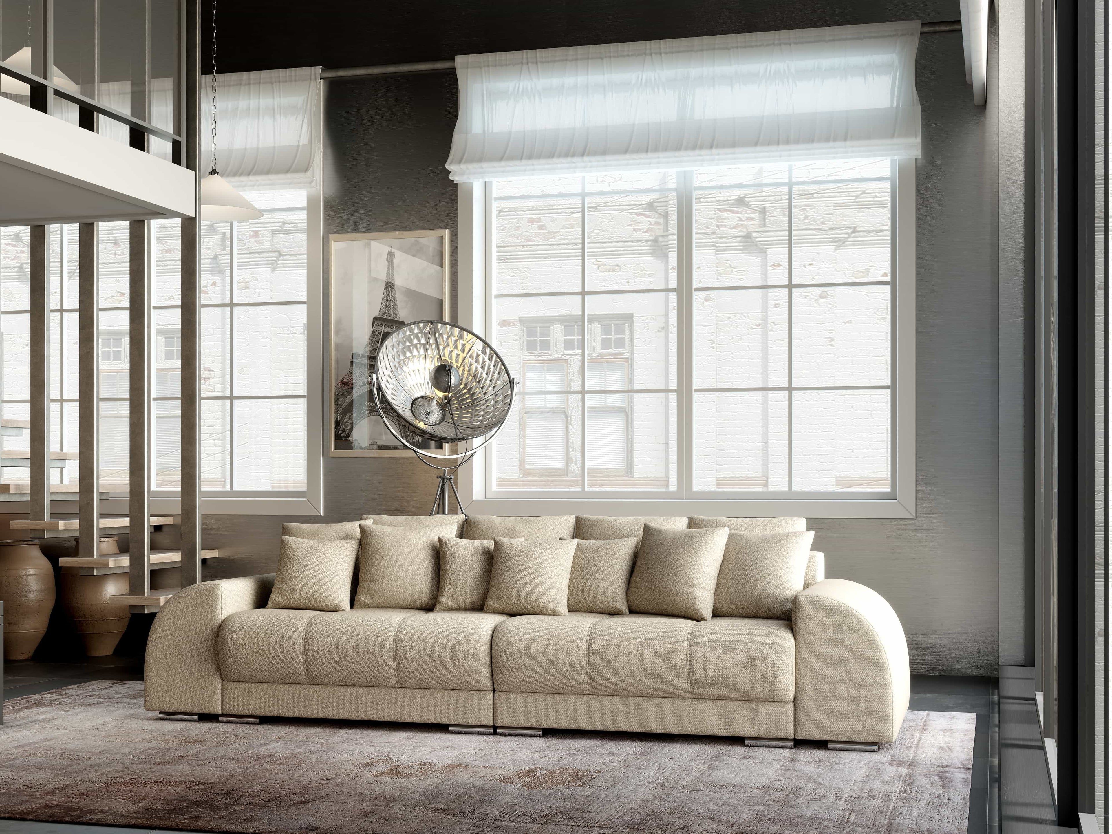 Canapea extensibilă dumonde cu 2 lăzi de depozitare si sezut confortabil din spuma high-density, Verona Enjoy Camel 310x100 cm