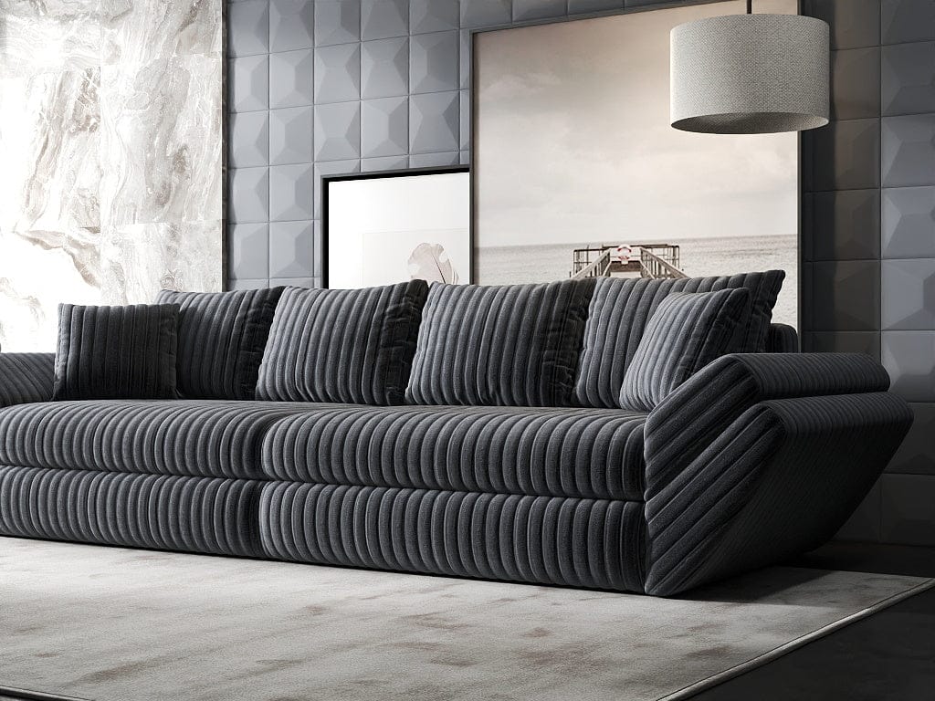 Canapea extensibilă dumonde cu ladă de depozitare si sezut confortabil din spuma high-density, Loana Ambience Gri 300x100 cm