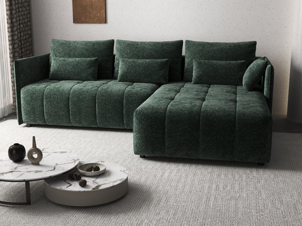 Colțar extensibil dumonde cu ladă de depozitare si sezut confortabil din spuma high-density, Malta Euphoria Green 235x185 cm