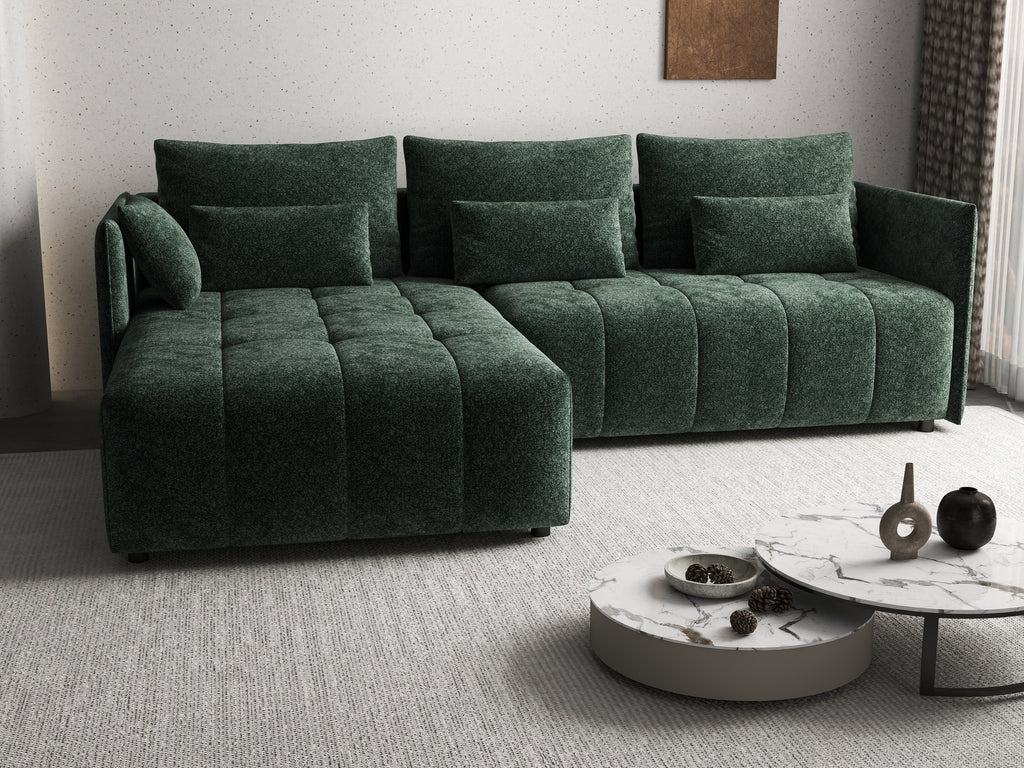 Colțar extensibil dumonde cu ladă de depozitare si sezut confortabil din spuma high-density, Malta Euphoria Green II 235x185 cm