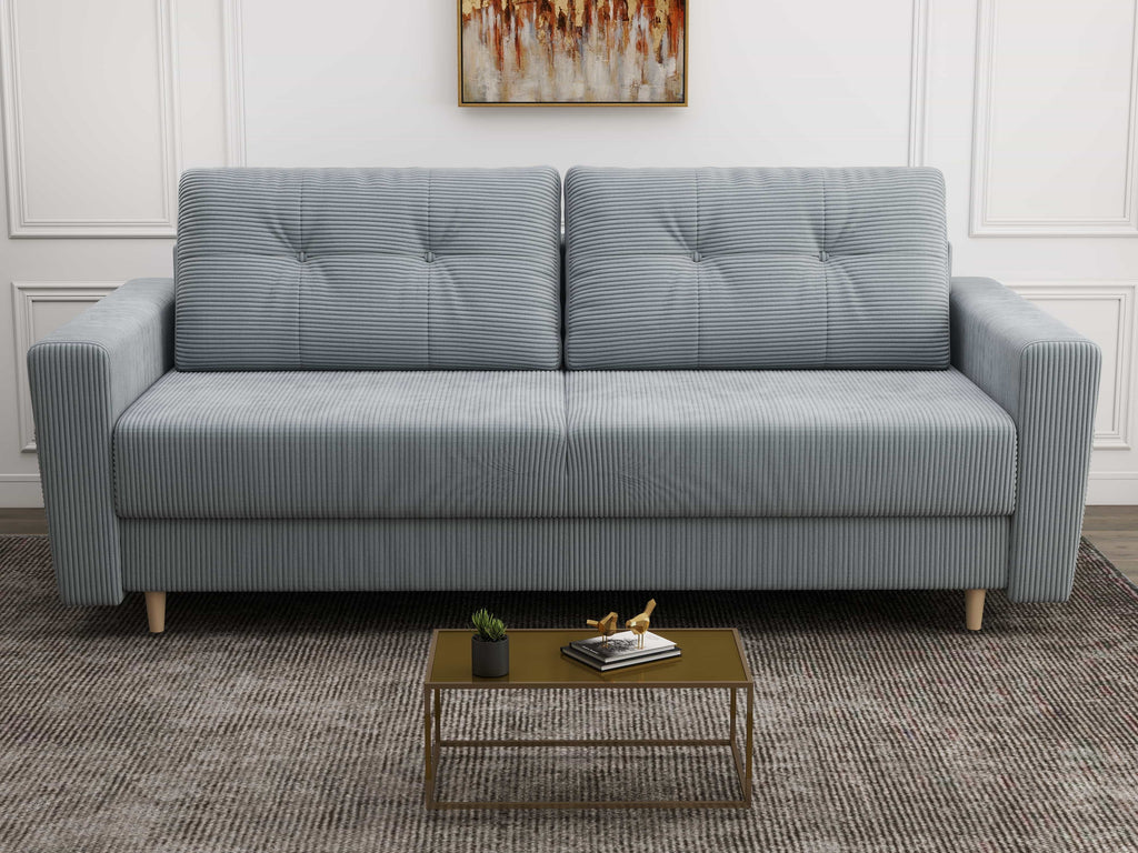 Canapea extensibilă dumonde cu ladă de depozitare si sezut confortabil din spuma high-density, Summer Zoom Grey 225x100 cm