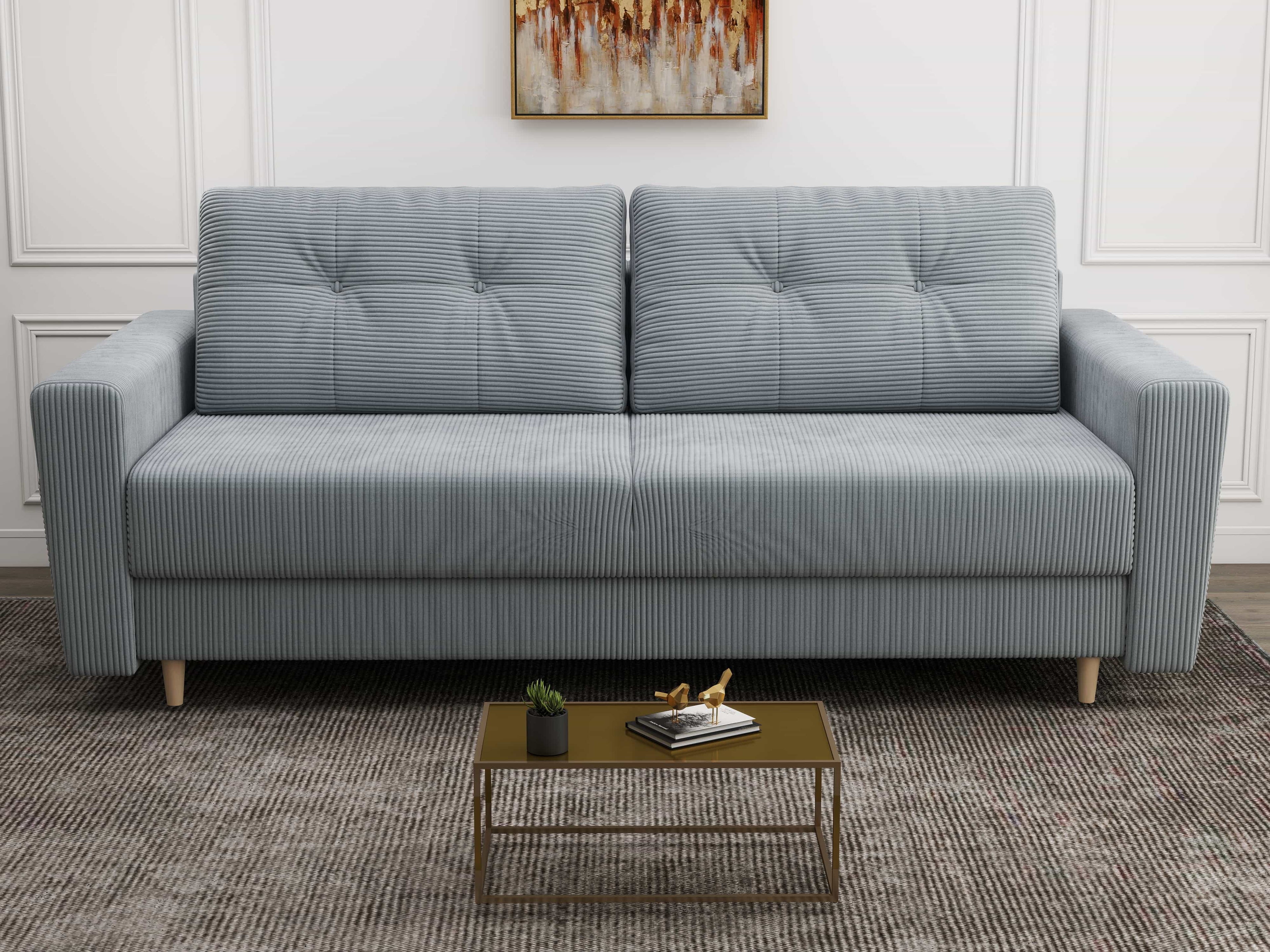 Canapea extensibilă dumonde cu ladă de depozitare si sezut confortabil din spuma high-density, Summer Zoom Grey 225x100 cm