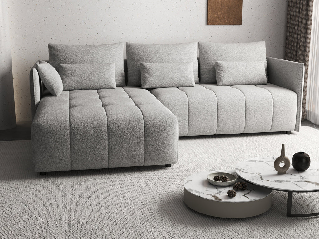 Colțar extensibil dumonde cu ladă de depozitare si sezut confortabil din spuma high-density, Malta Euphoria Dove II 235x185 cm
