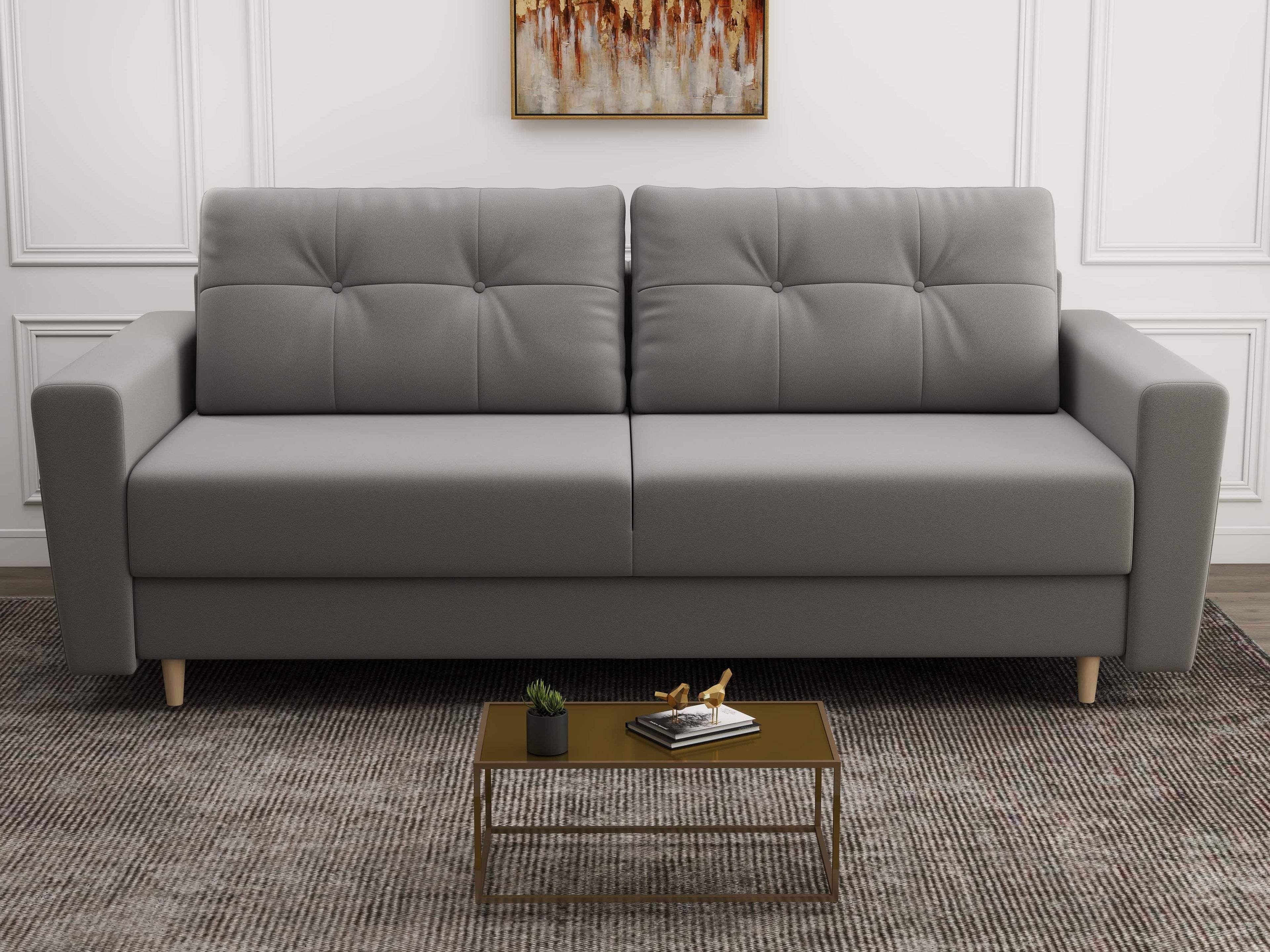 Canapea extensibilă dumonde cu ladă de depozitare si sezut confortabil din spuma high-density, Summer Royal Gri 225x100 cm