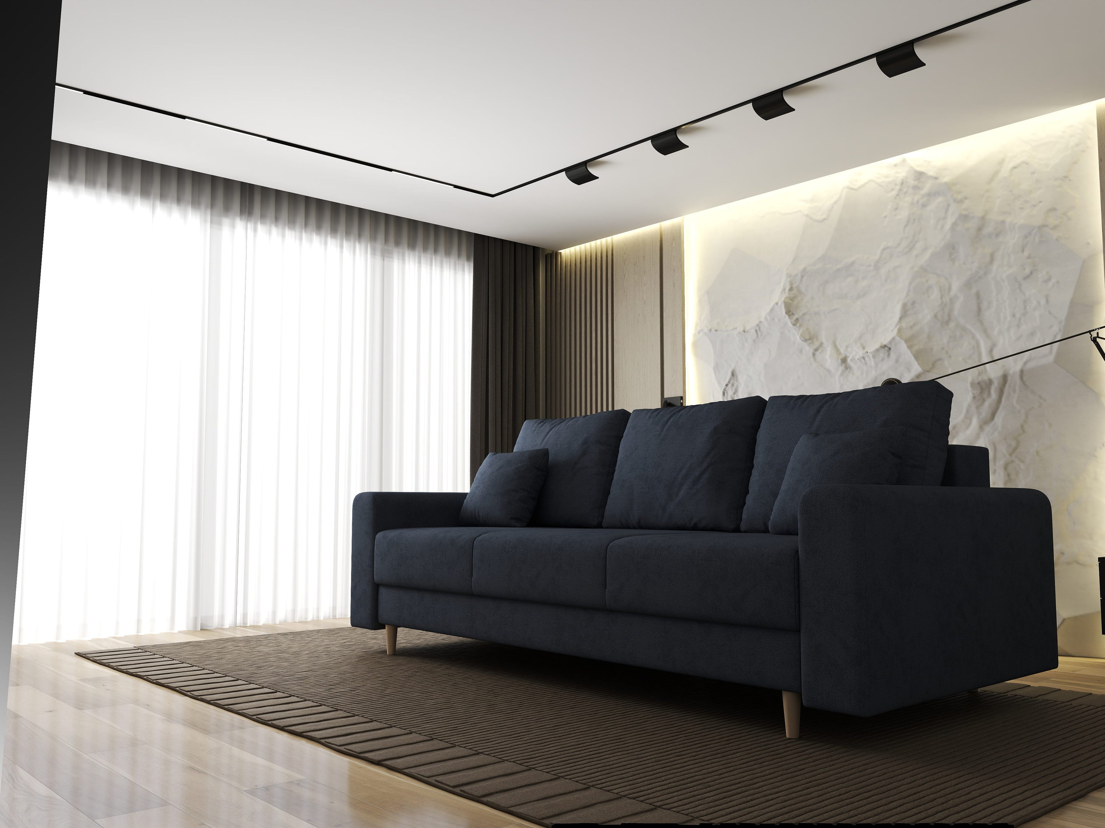 Canapea extensibilă dumonde cu ladă de depozitare si sezut confortabil din spuma high-density, Kronos Enjoy Antracit 210x100 cm