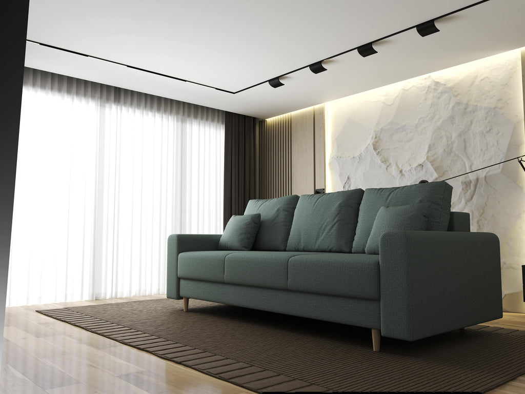 Canapea extensibilă dumonde cu ladă de depozitare si sezut confortabil din spuma high-density, Kronos Enjoy Mint 210x100 cm