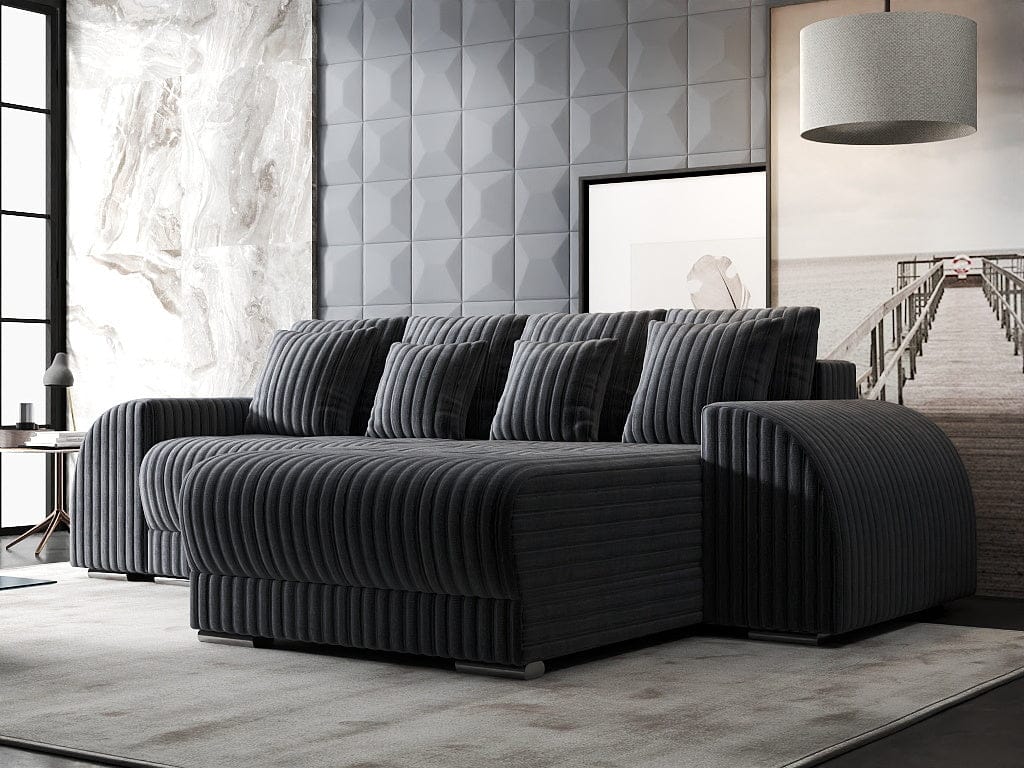 Colțar extensibil dumonde cu ladă de depozitare si sezut confortabil din spuma high-density, Verona Ambience Gri II 290x185 cm