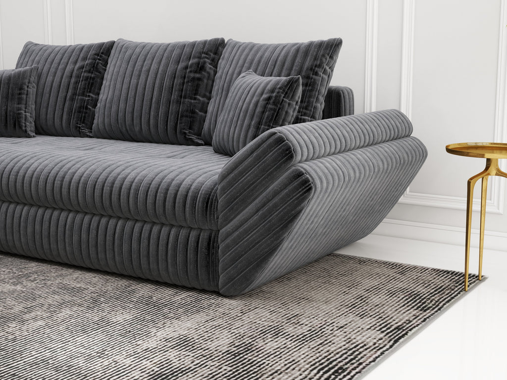 Canapea extensibilă dumonde cu ladă de depozitare si sezut confortabil din spuma high-density, Loana Ambience Grey 250x100 cm