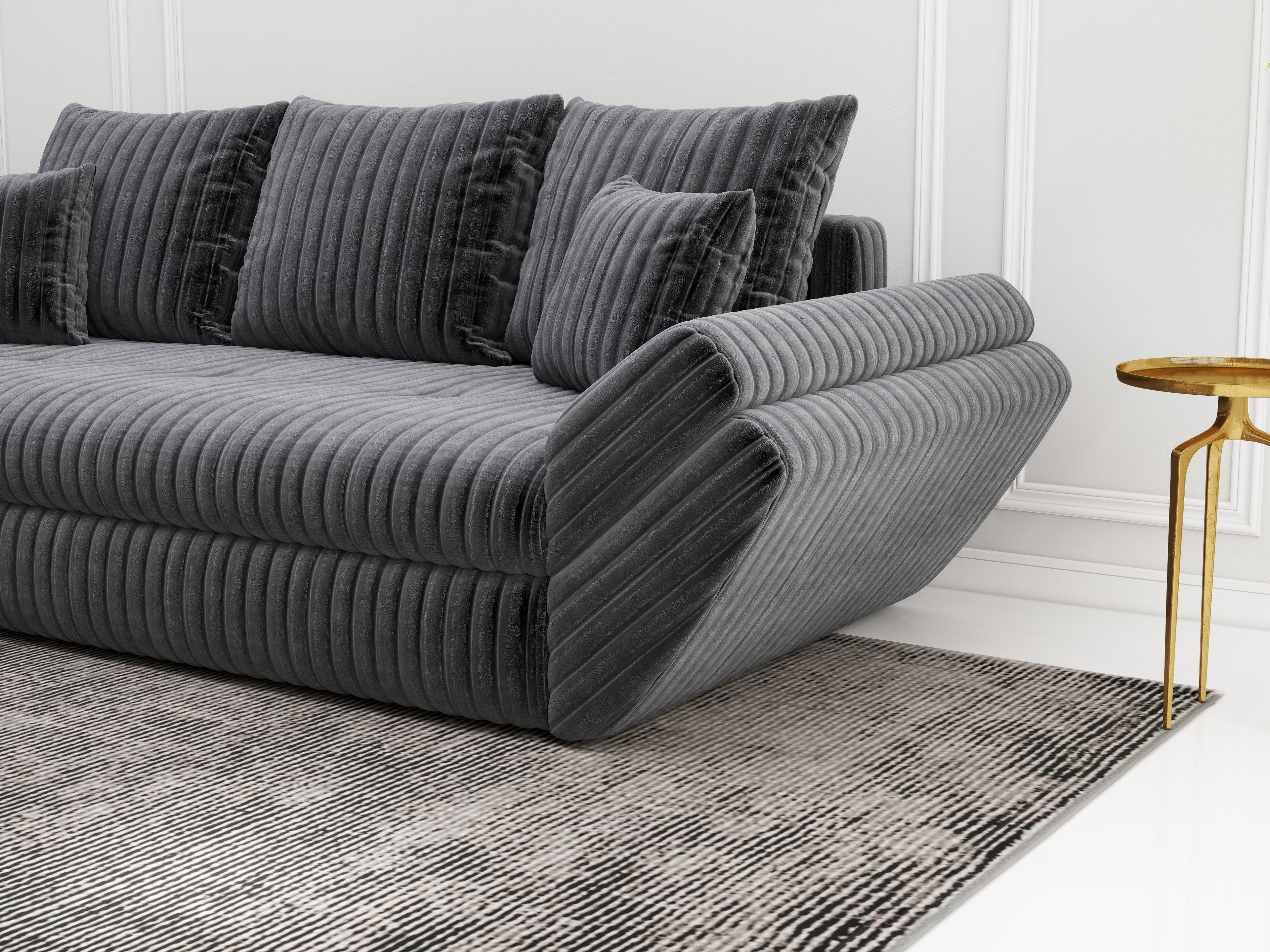 Canapea extensibilă dumonde cu ladă de depozitare si sezut confortabil din spuma high-density, Loana Ambience Grey 250x100 cm