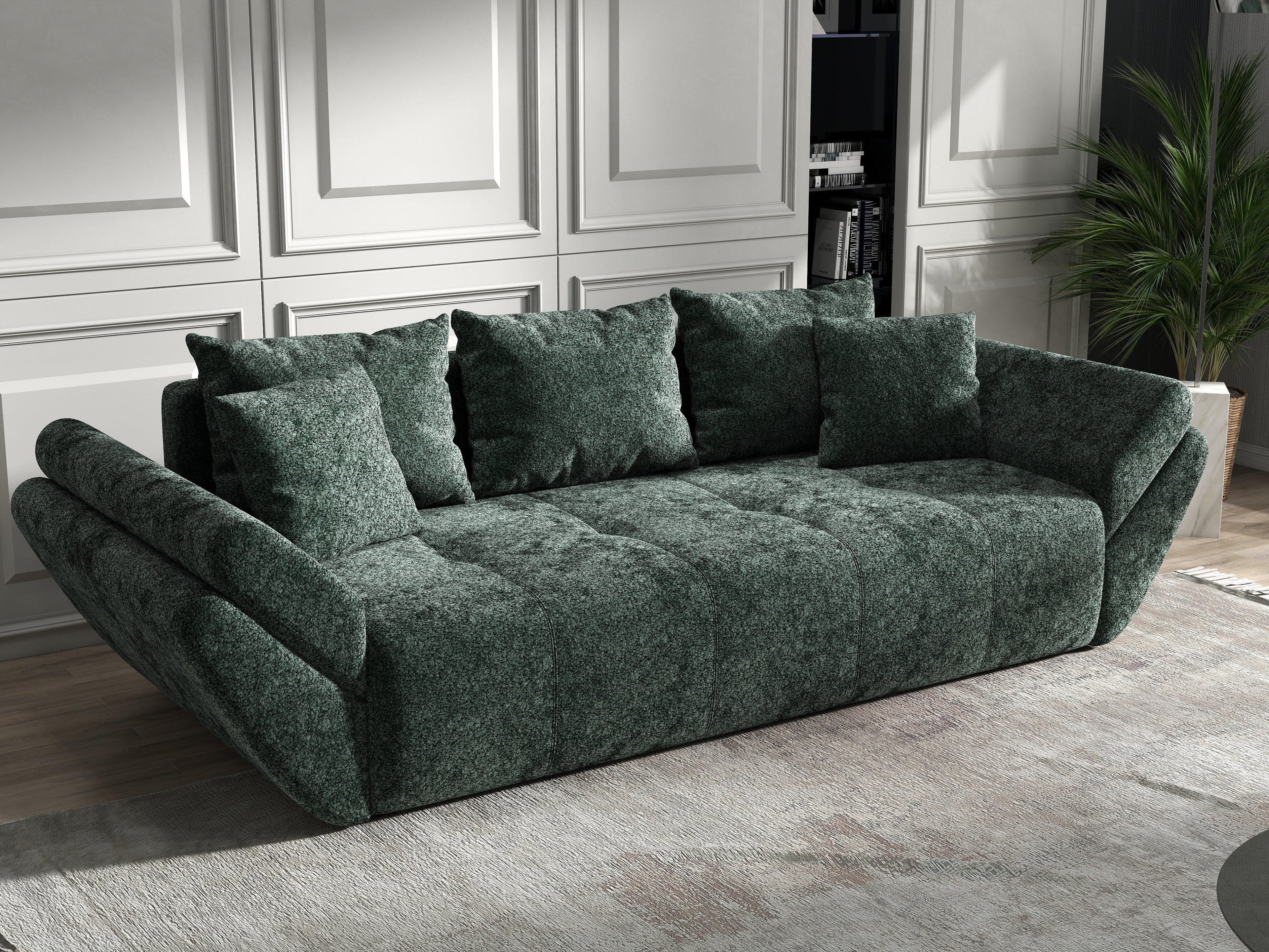 Canapea extensibilă dumonde cu ladă de depozitare si sezut confortabil din spuma high-density, Berlin Euphoria Green 250x100 cm