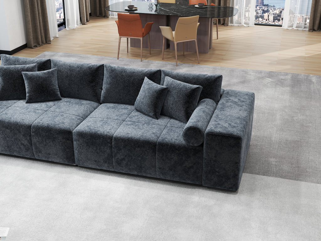 Canapea extensibilă dumonde cu ladă de depozitare si sezut confortabil din spuma high-density, Marbela Euphoria Grafit XXL 295x100 cm
