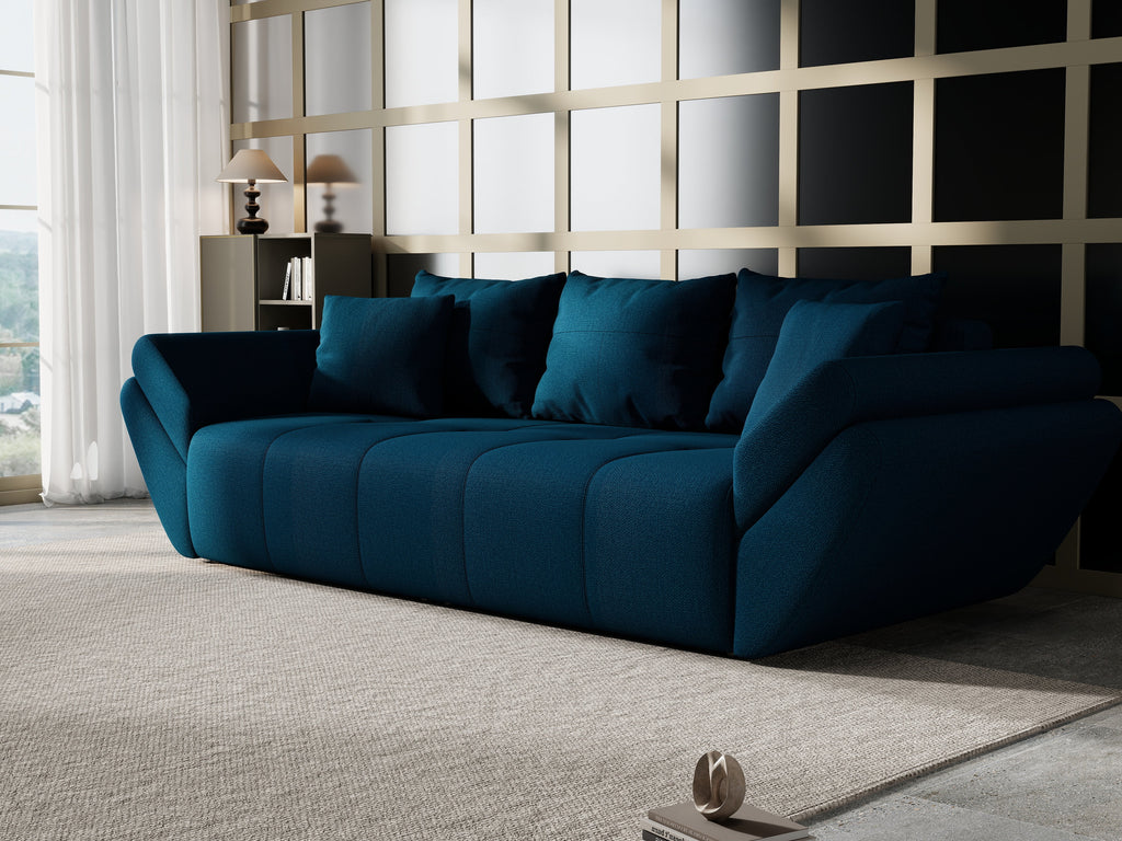 Canapea extensibilă dumonde cu ladă de depozitare si sezut confortabil din spuma high-density, Berlin Enjoy Petrol 250x100 cm